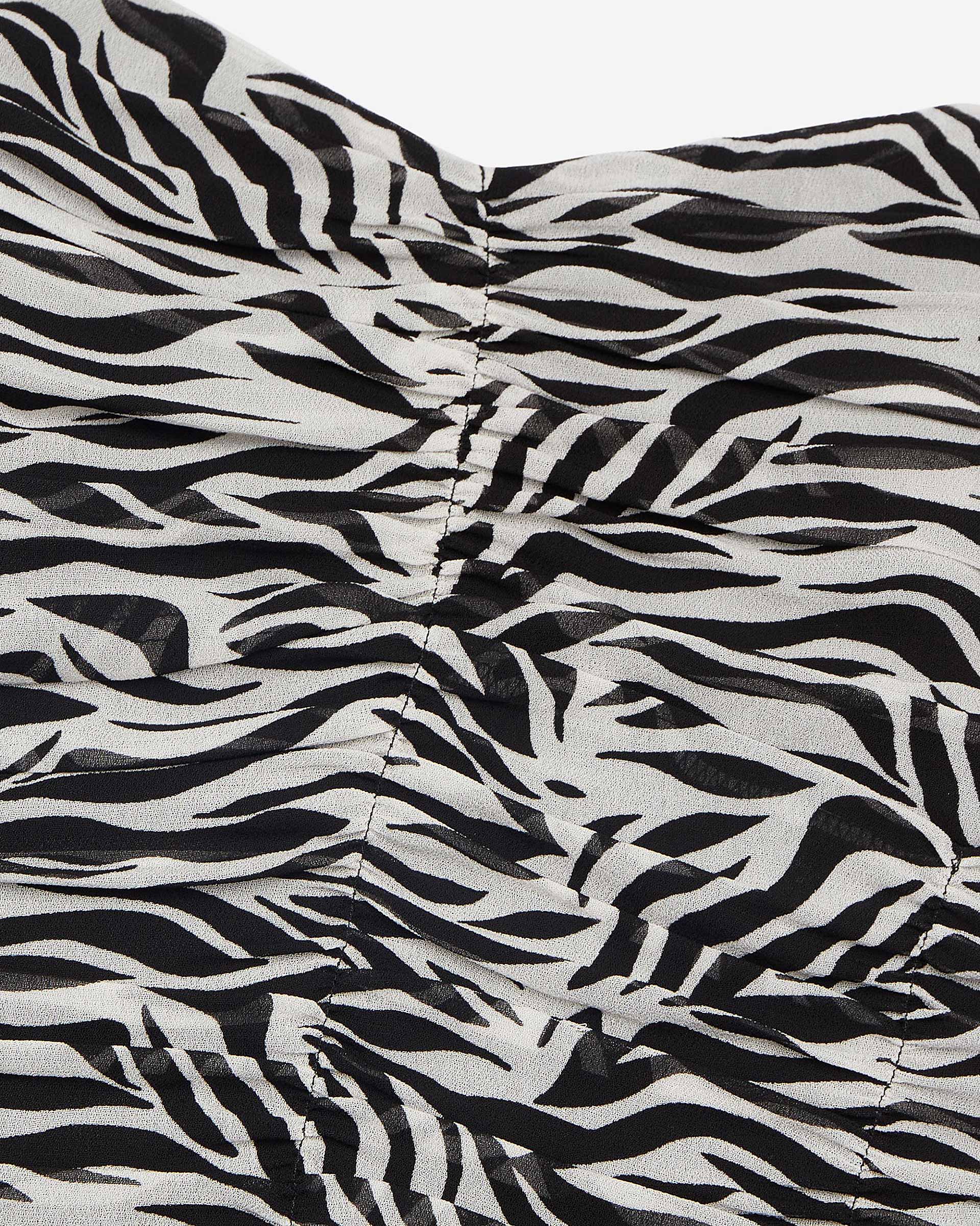 Gathered bustier top with zebra print