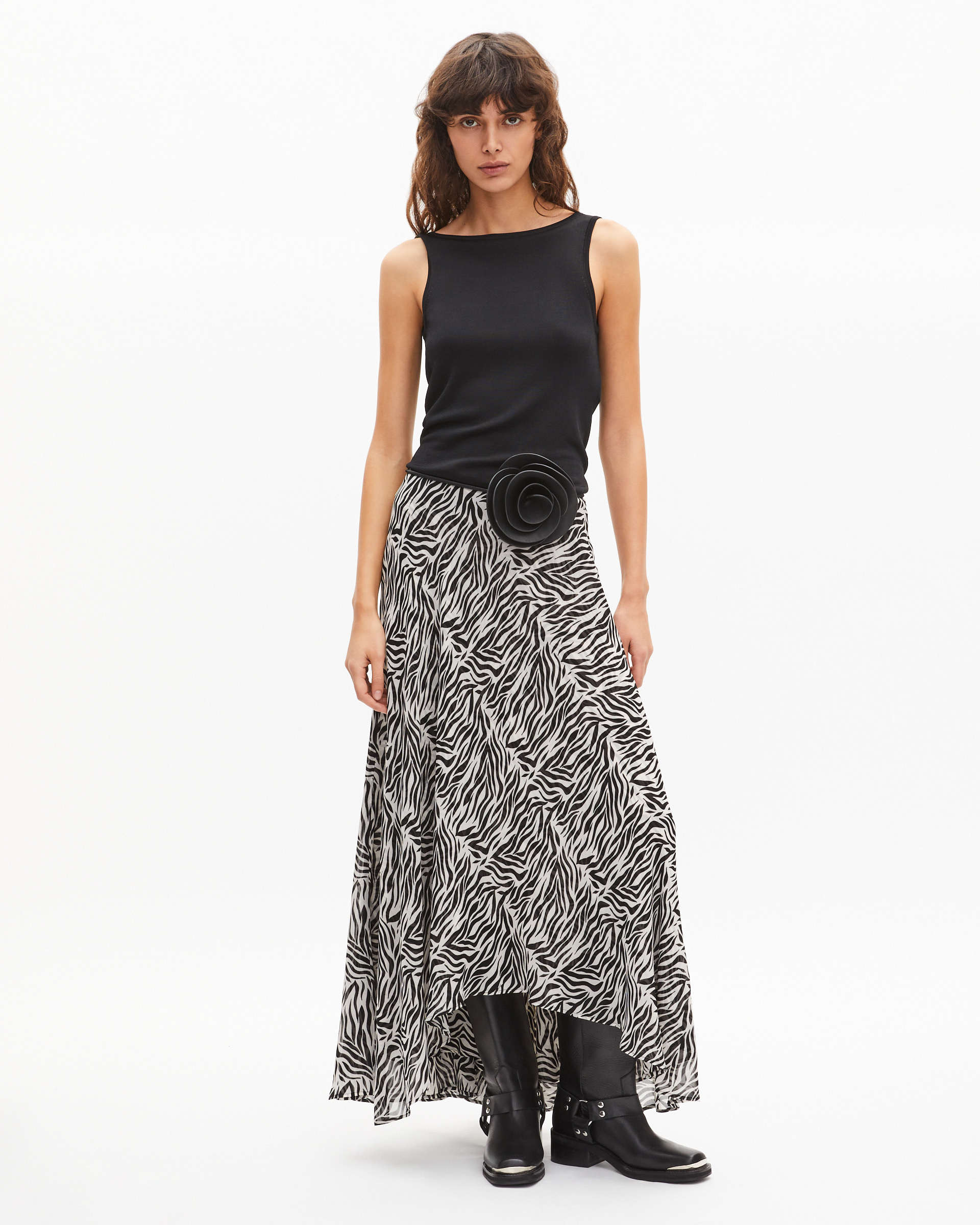 Long zebra print skirt