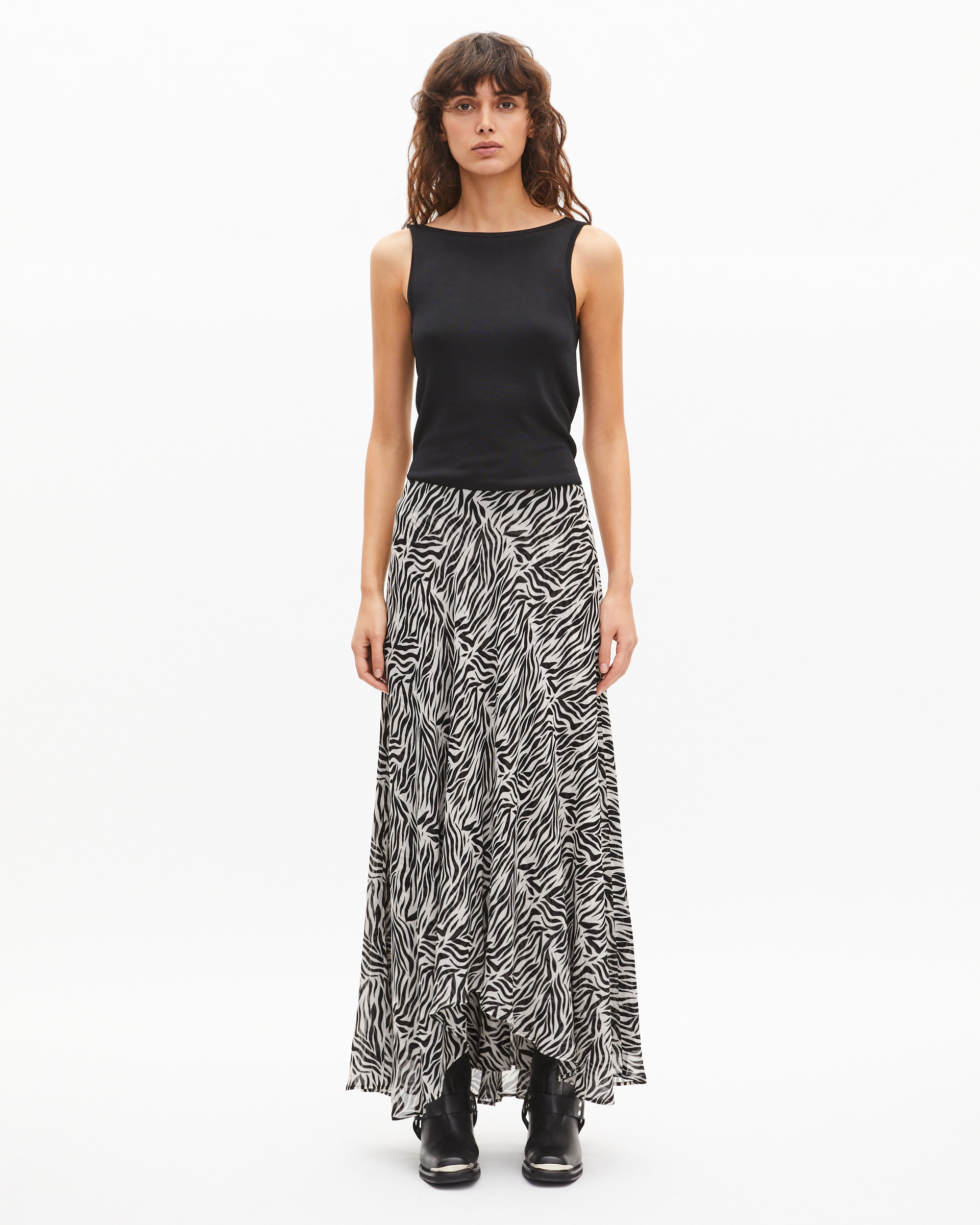 Long zebra print skirt