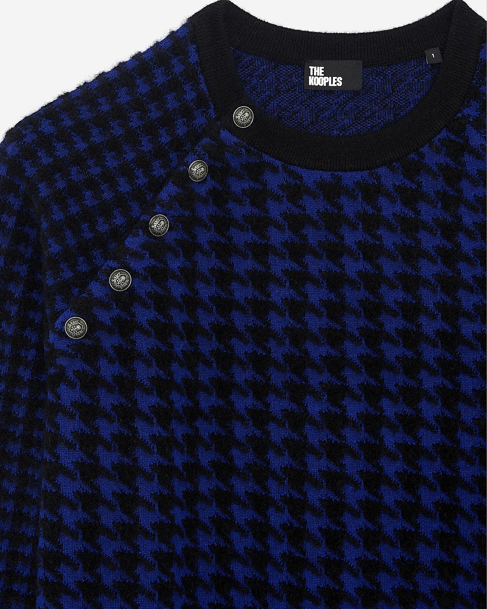 Blue wool blend houndstooth sweater