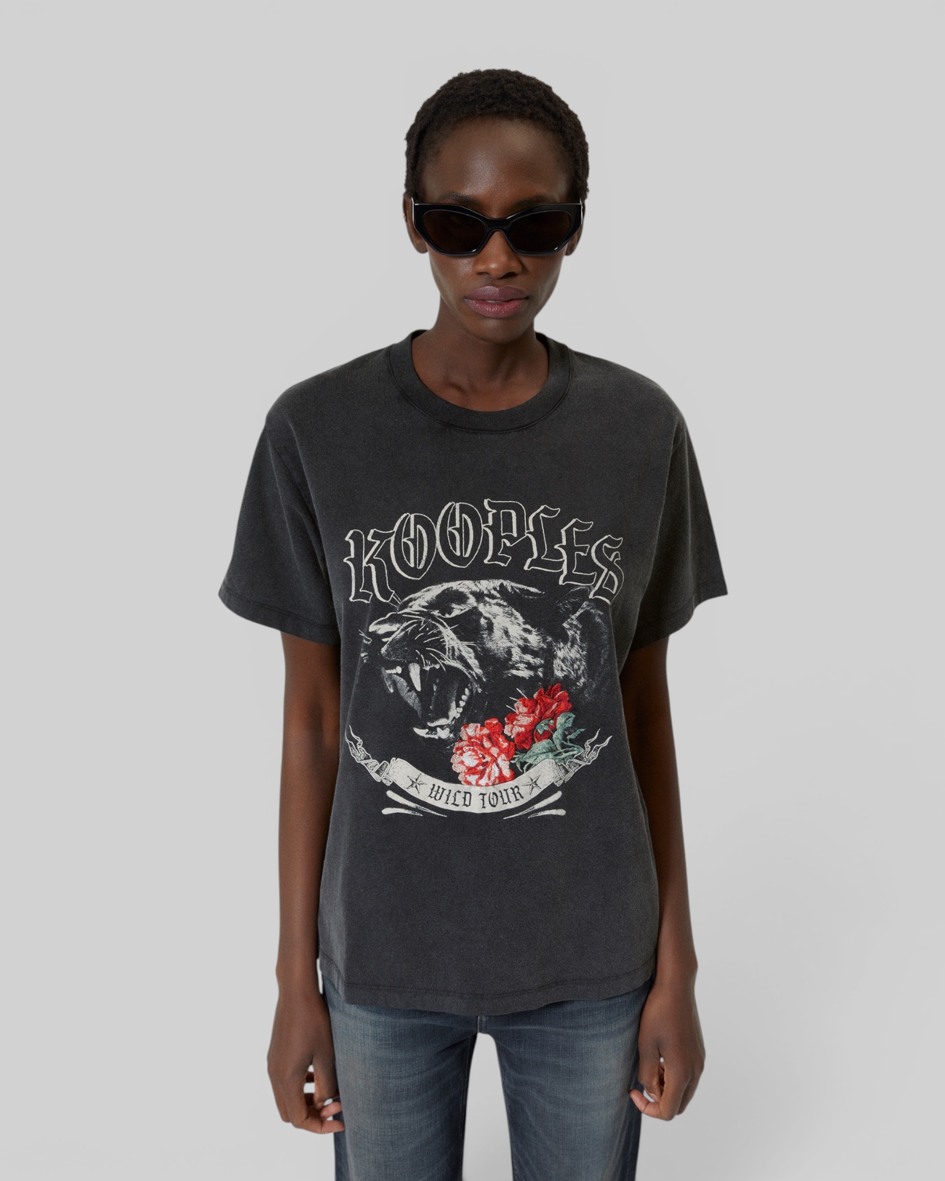 T-shirt with black screen print