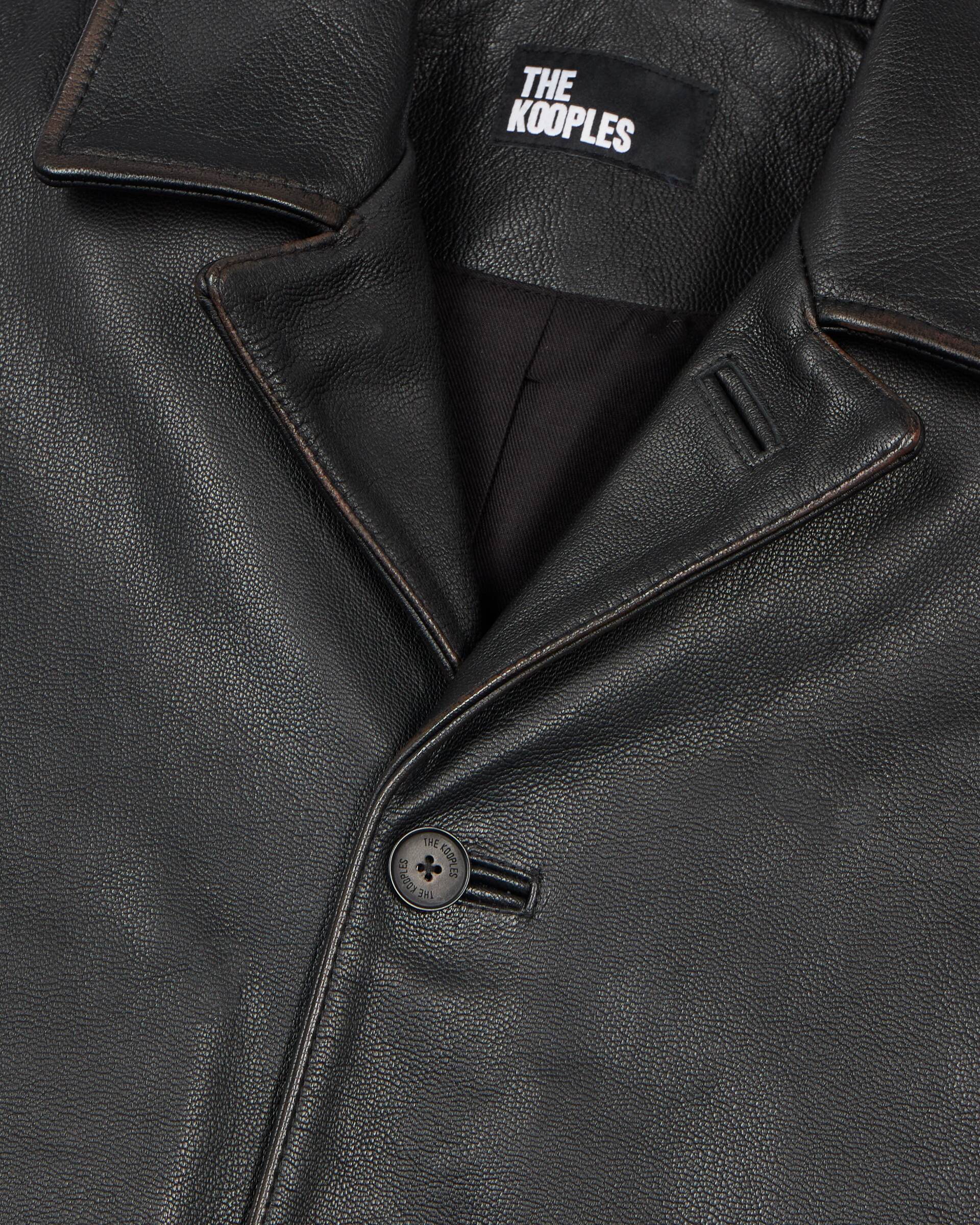 Black leather jacket with tailored collar