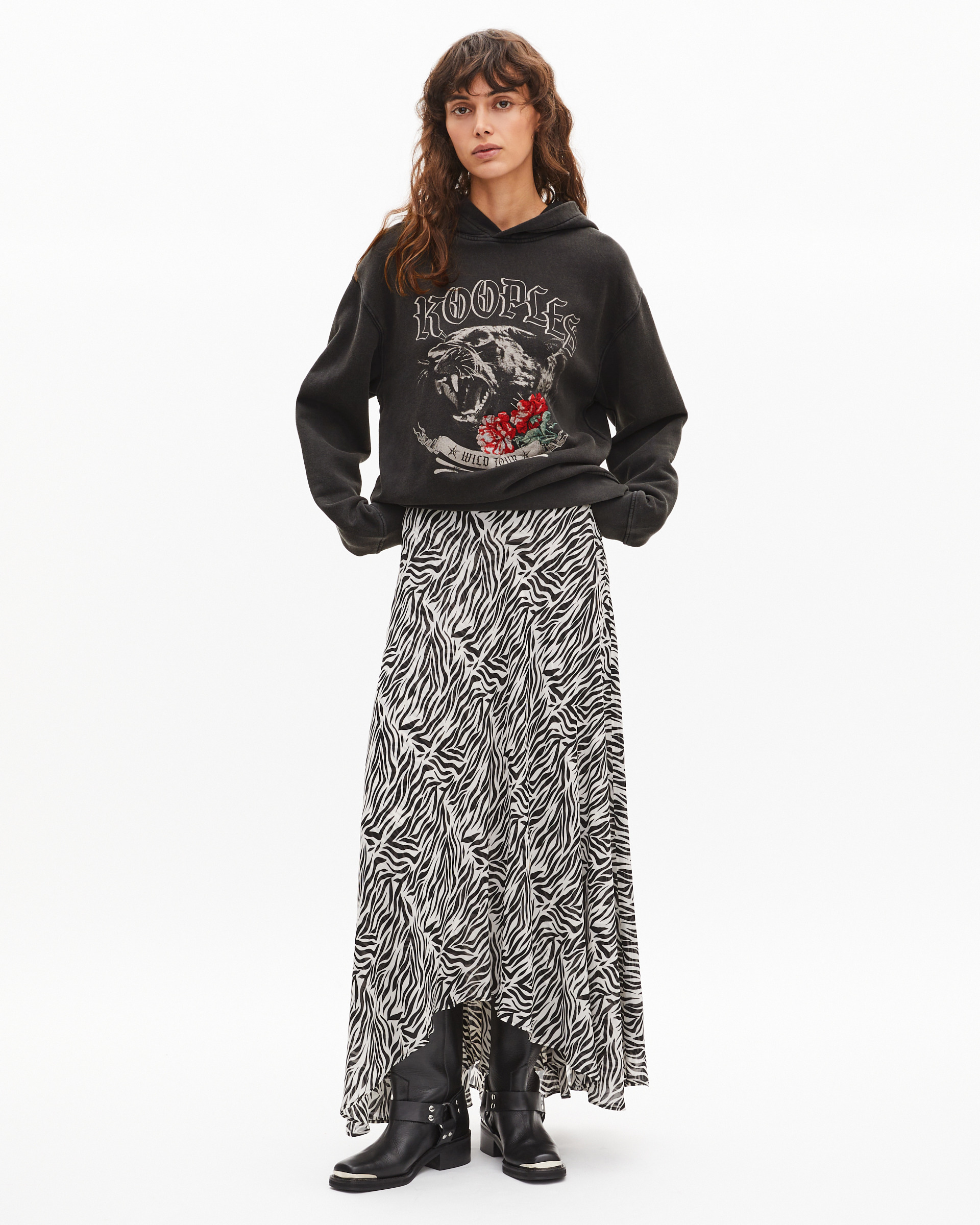Hooded sweatshirt with black screen print