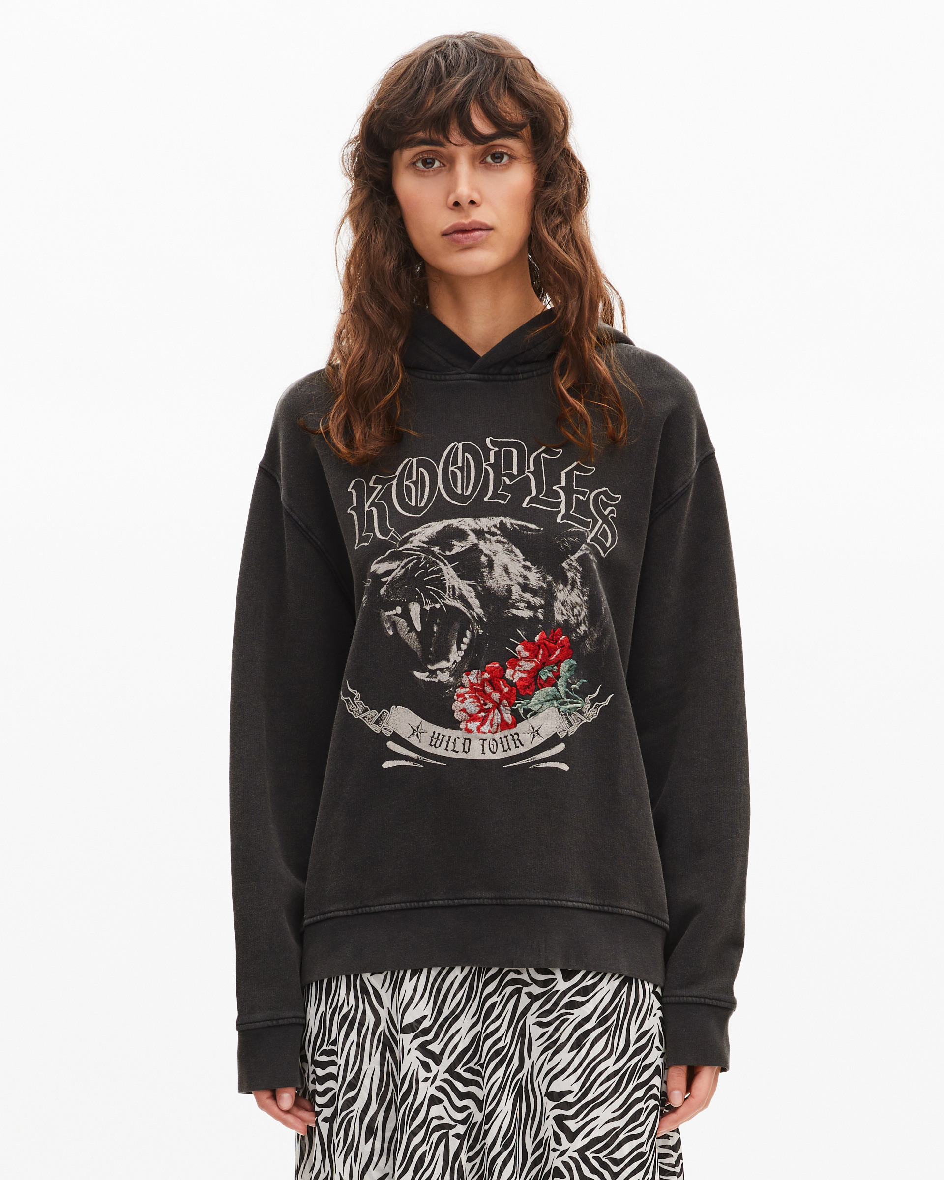 Hooded sweatshirt with black screen print