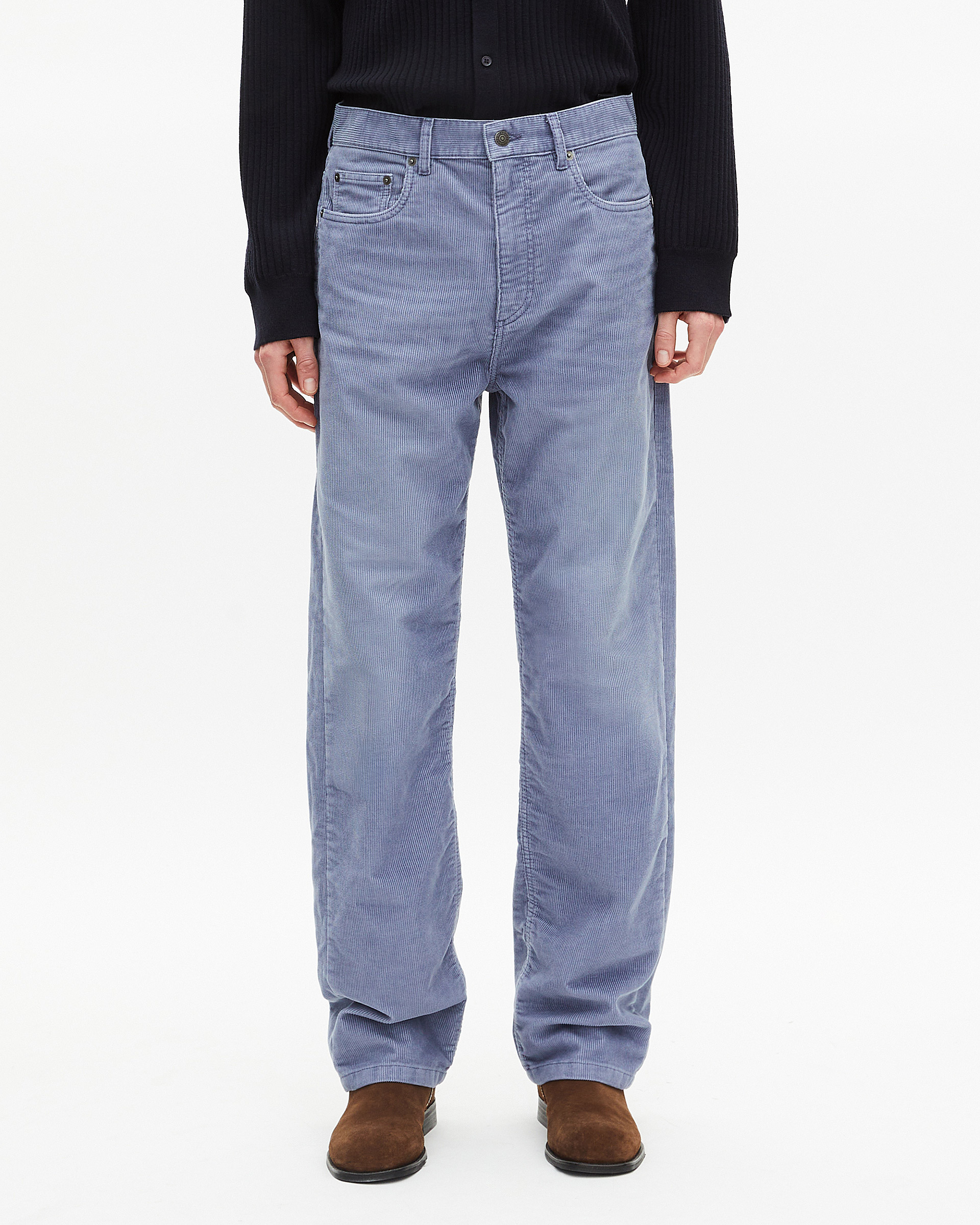 Blue corduroy straight-leg jeans