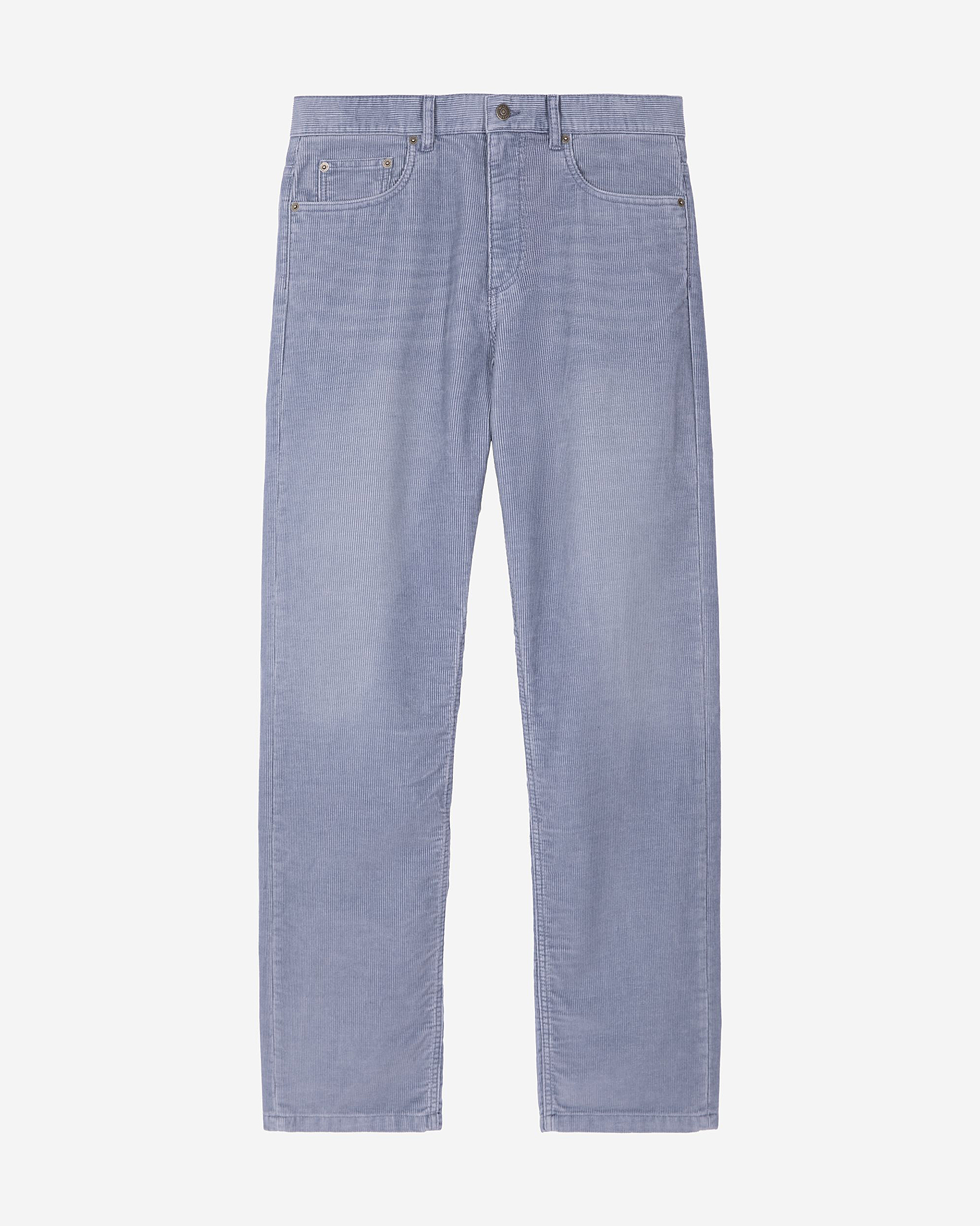 Blue corduroy straight-leg jeans