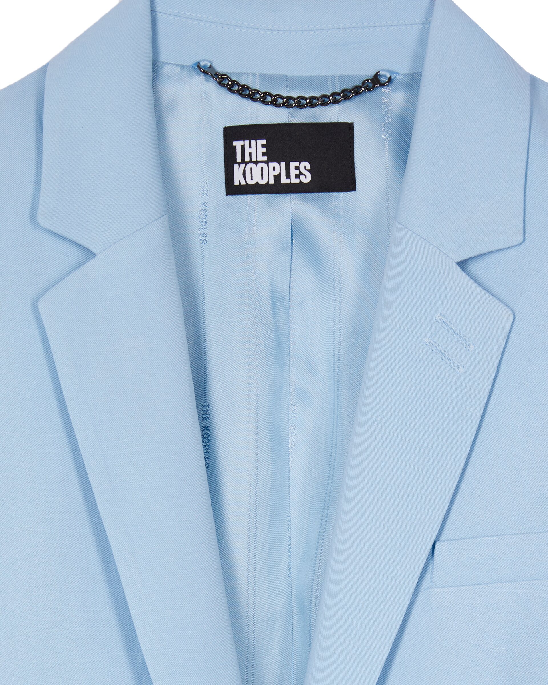 Pastel blue linen and cotton straight suit jacket