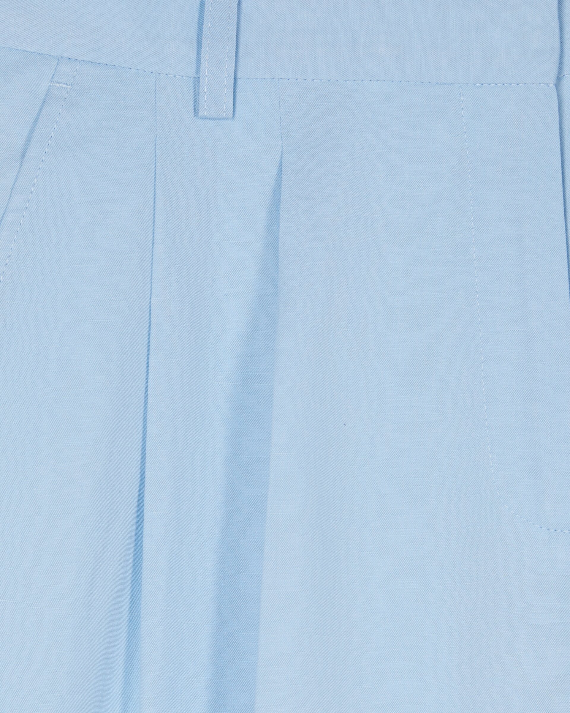Wide-leg tailored pants in pastel blue linen and cotton