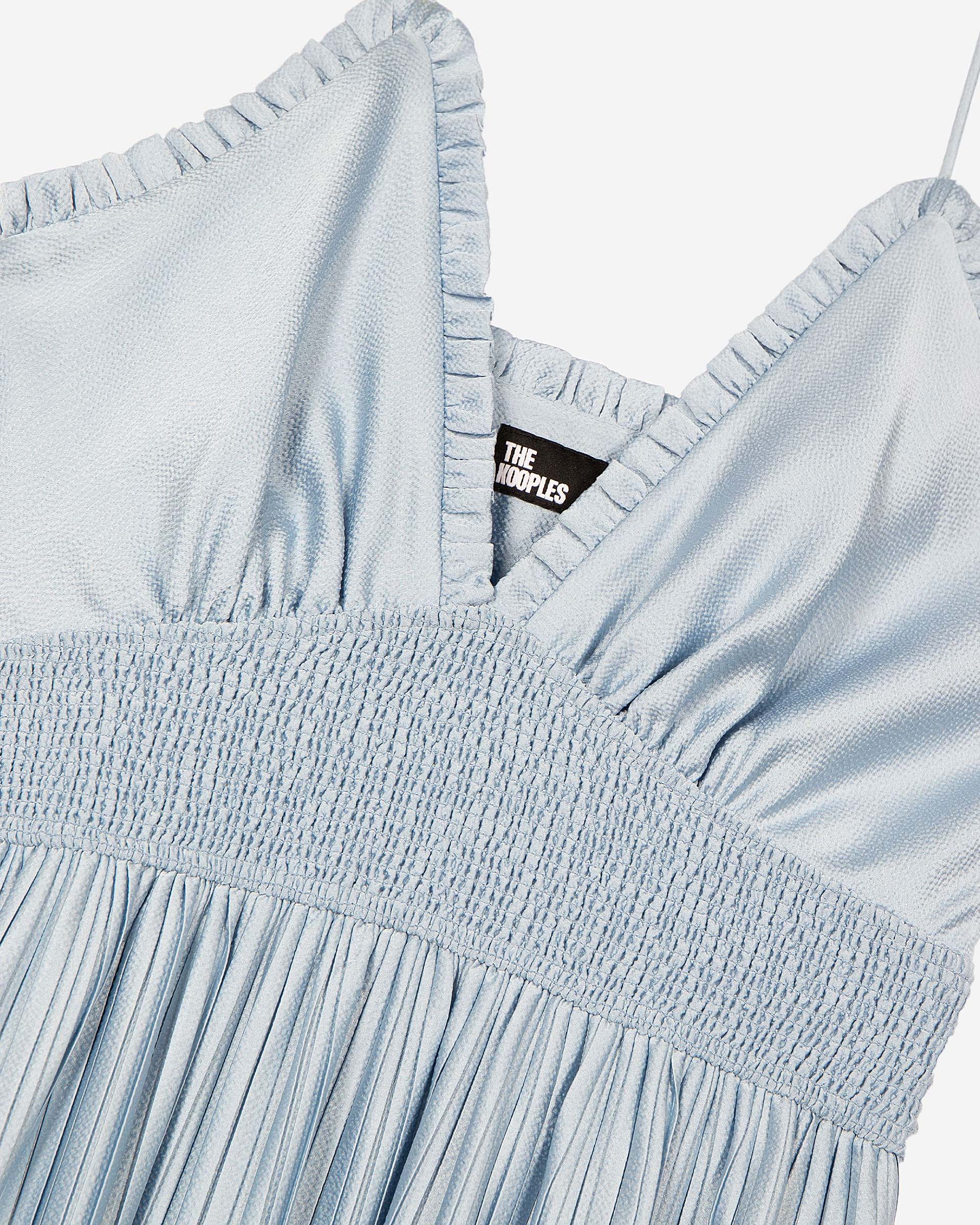 Blue pleated maxi dress