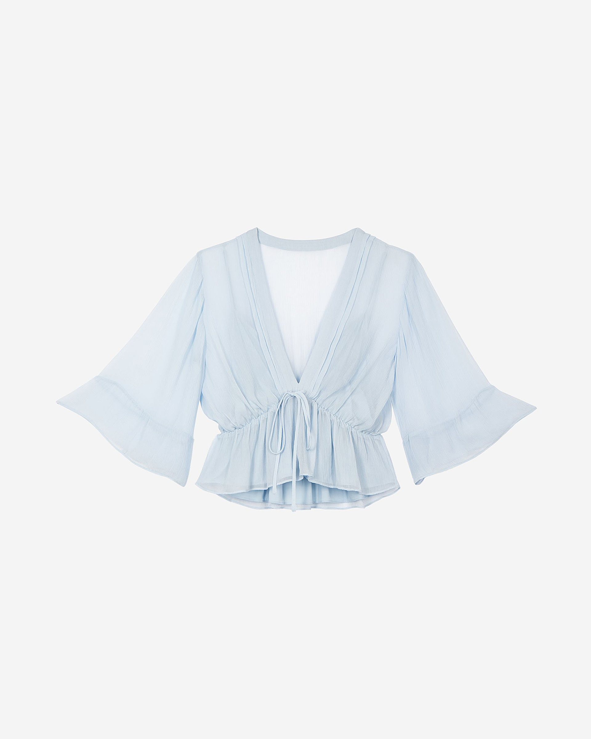 Blue ruffled blouse