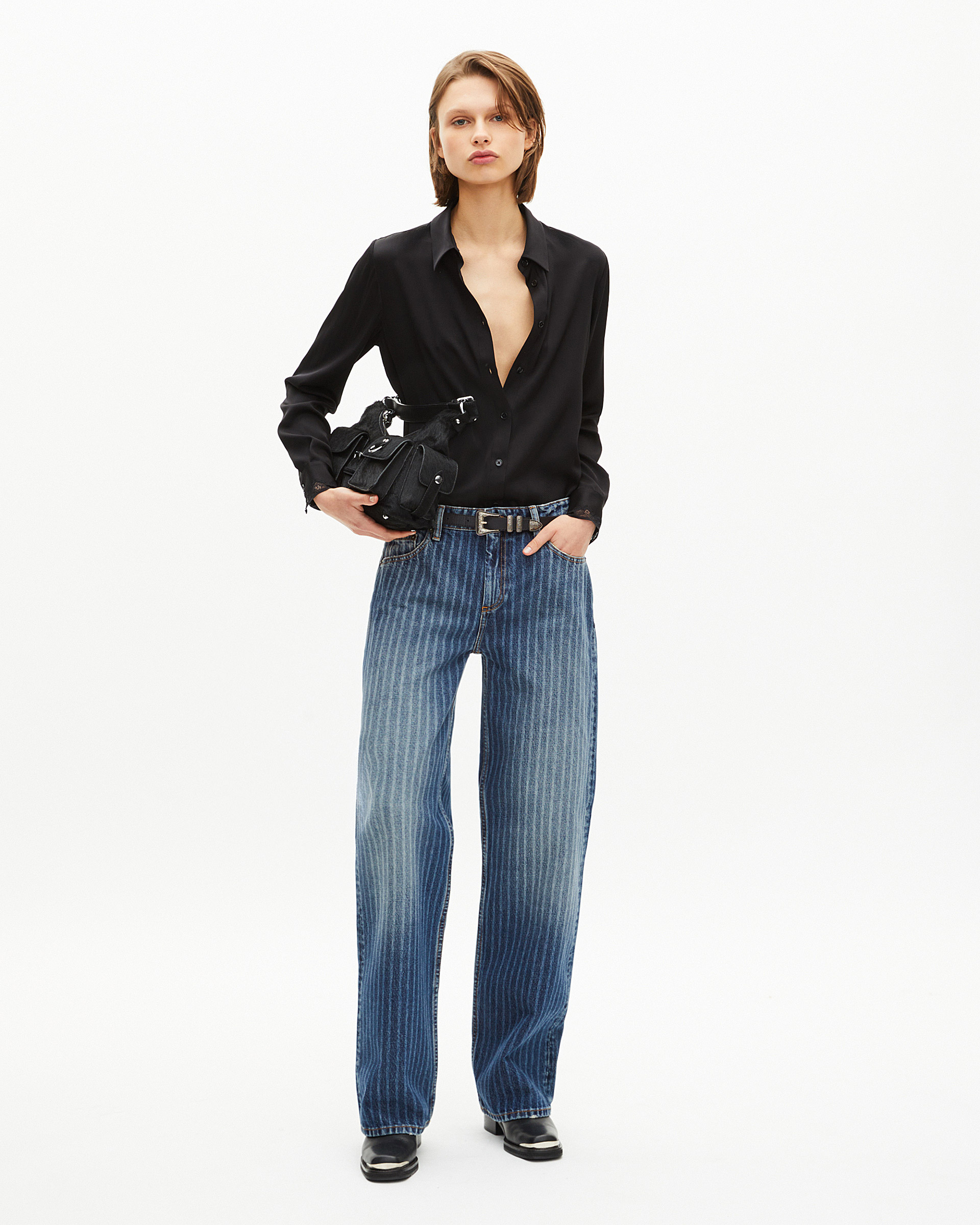 Blue pinstripe jeans