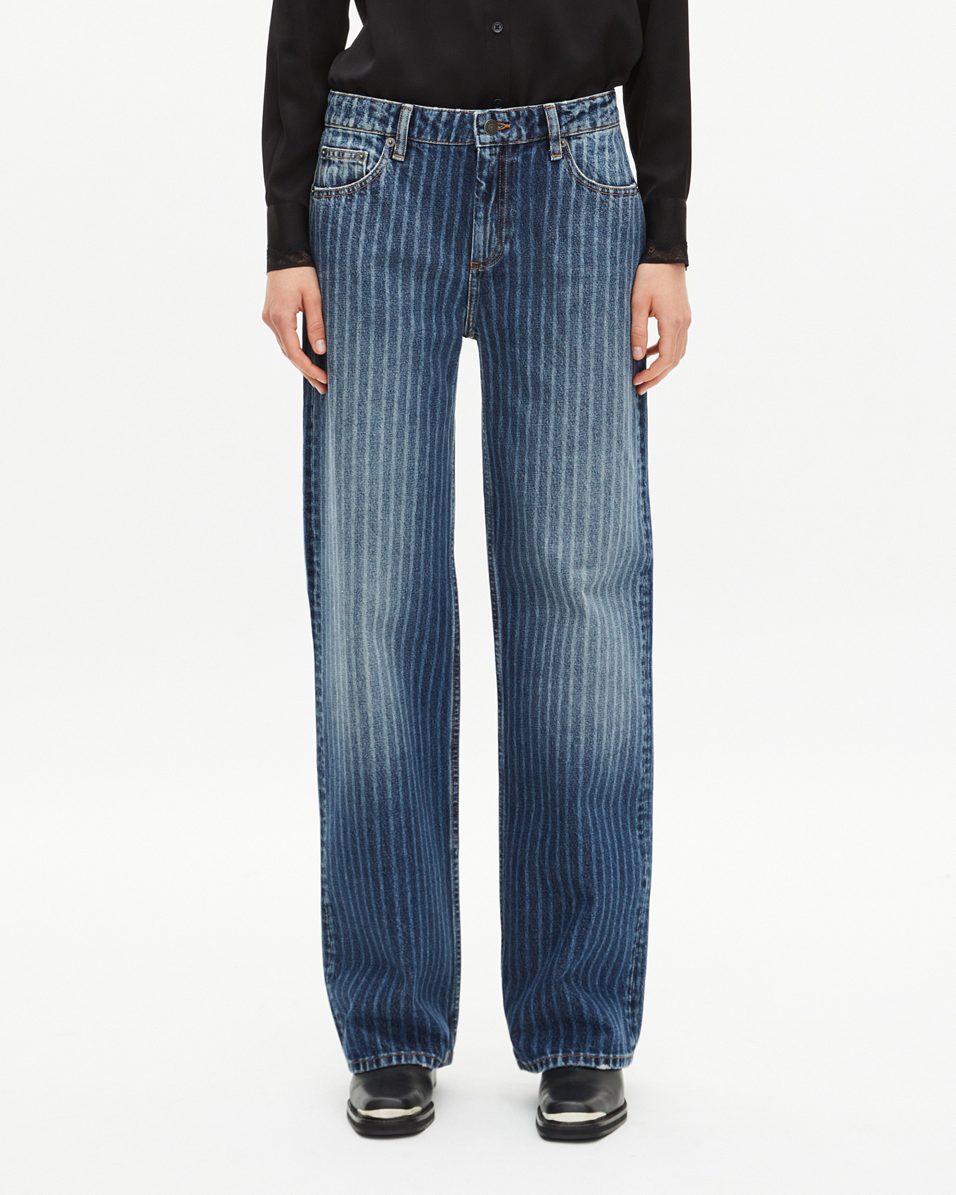 Blue pinstripe jeans