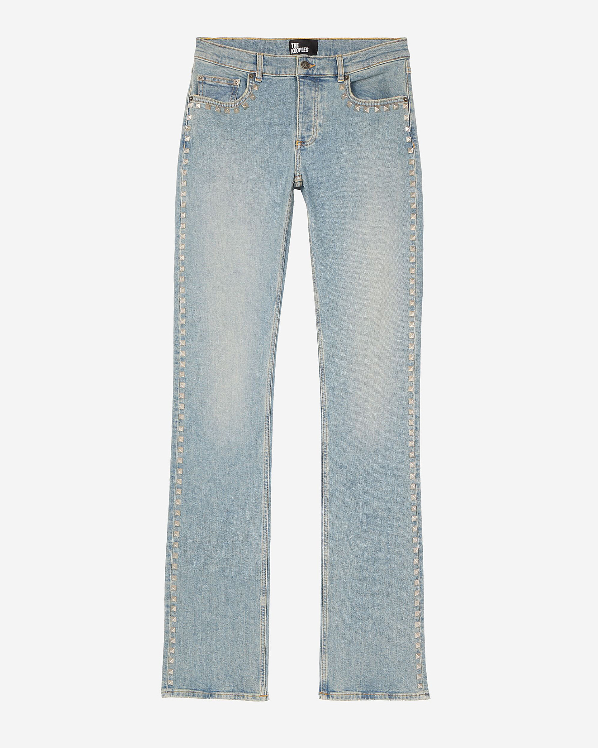 Long slim jeans with blue studs