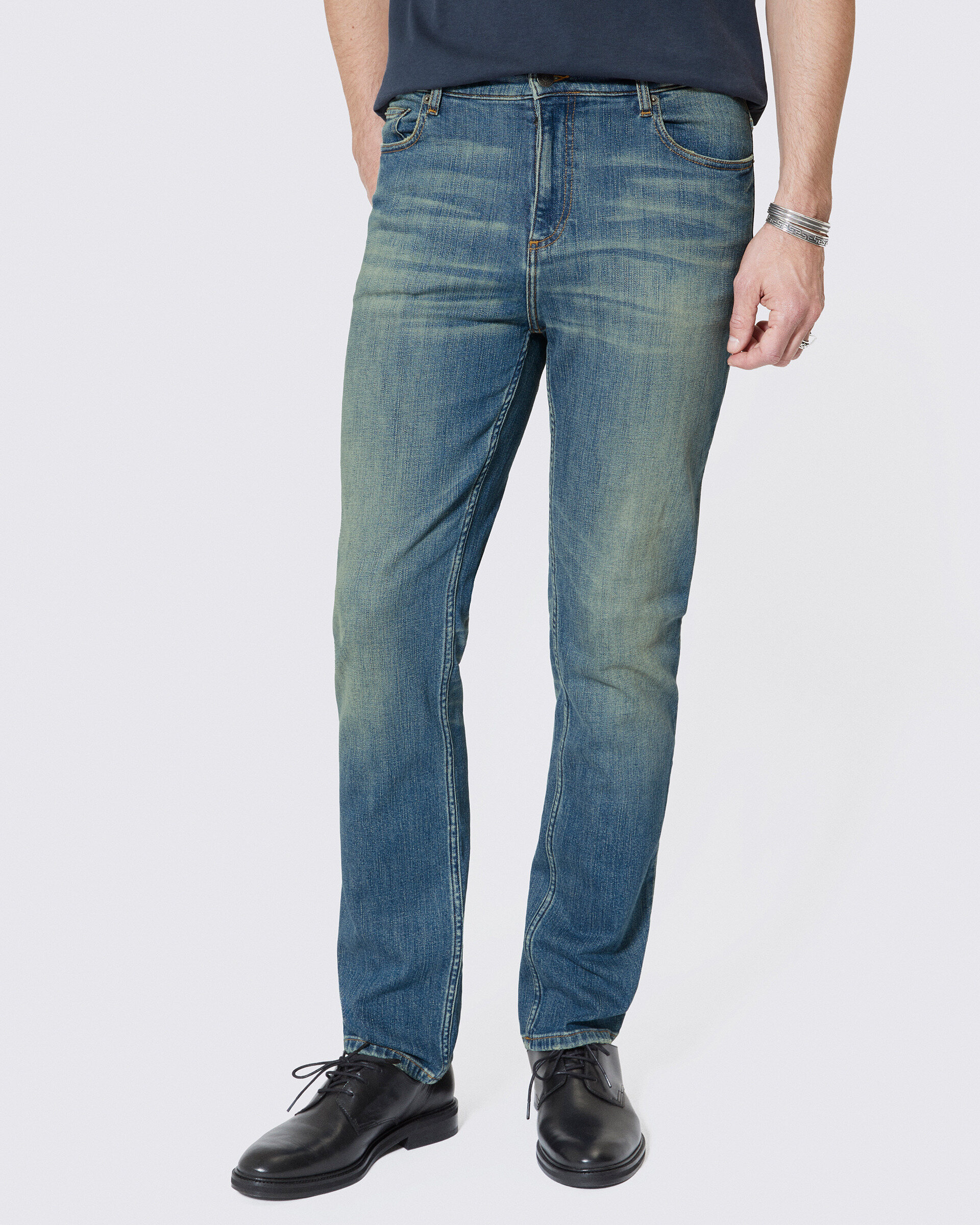 Medium blue washed slim jeans