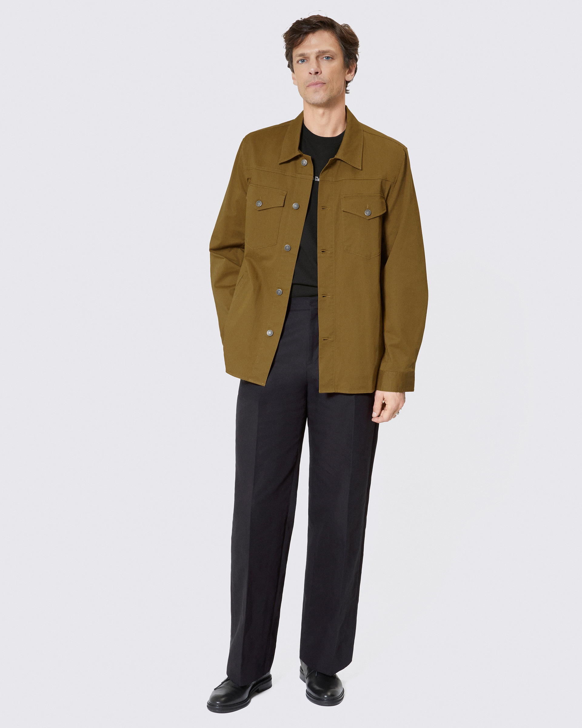 Overshirt with bronze patch pockets
