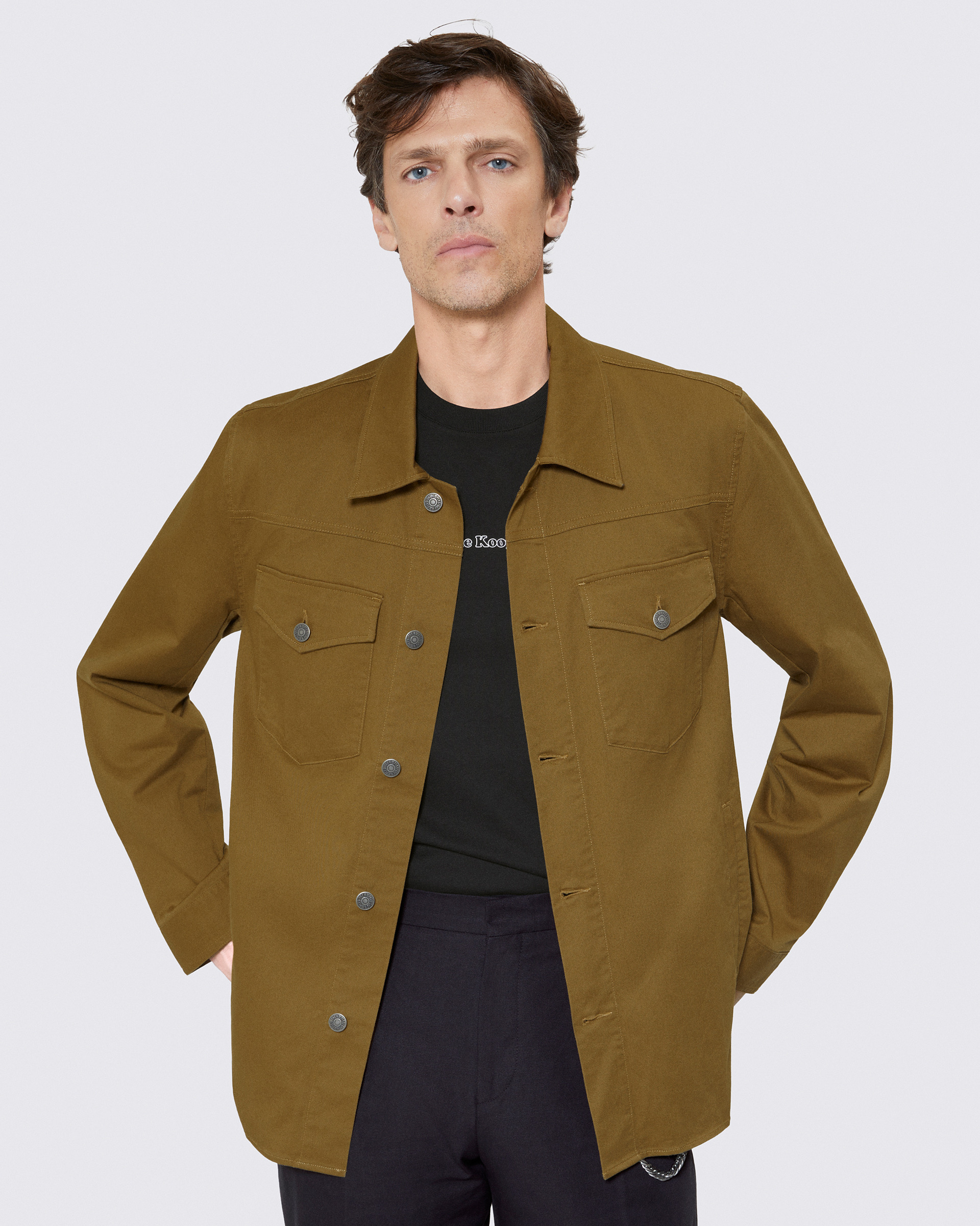 Overshirt with bronze patch pockets