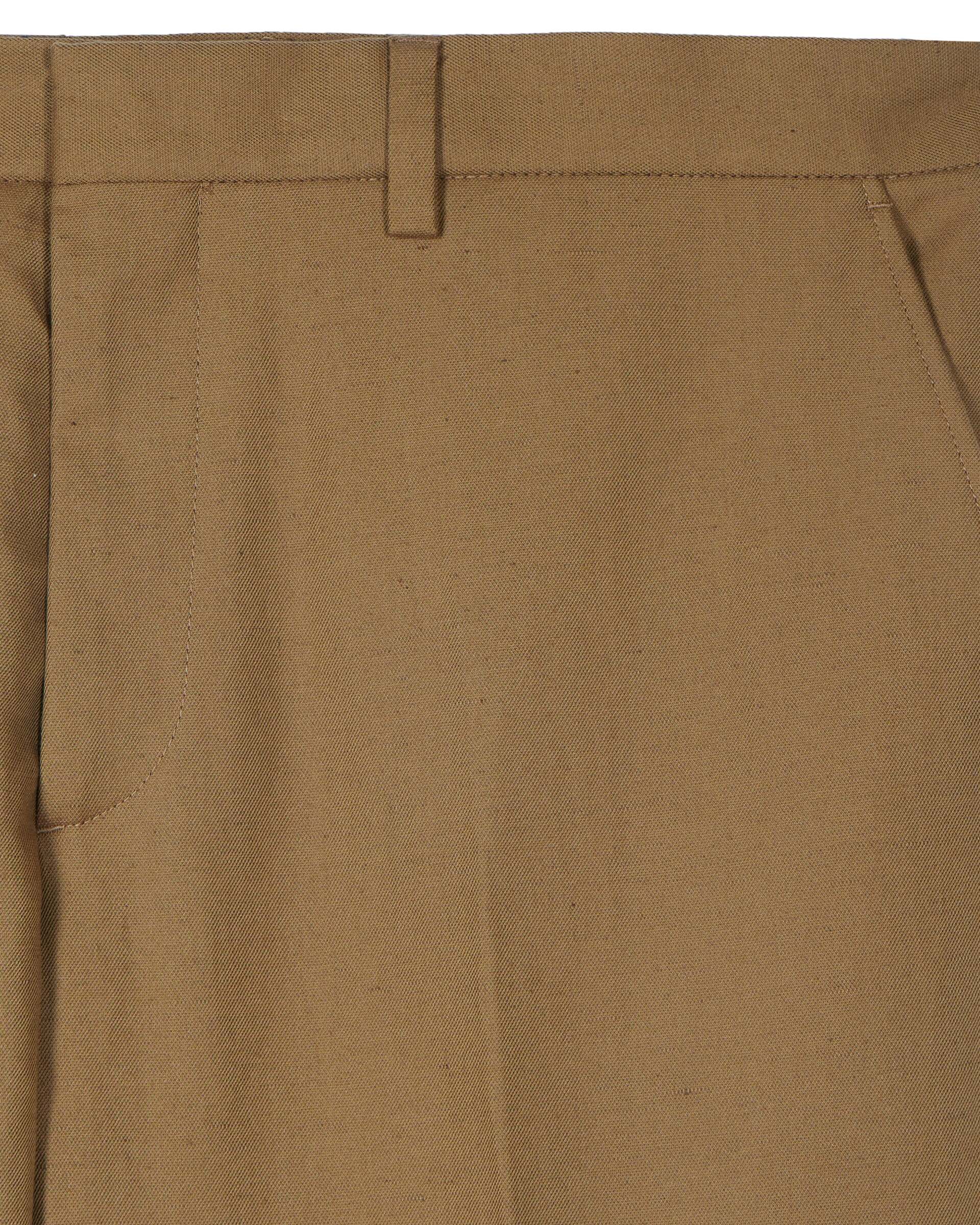 Cotton linen suit pants bronze