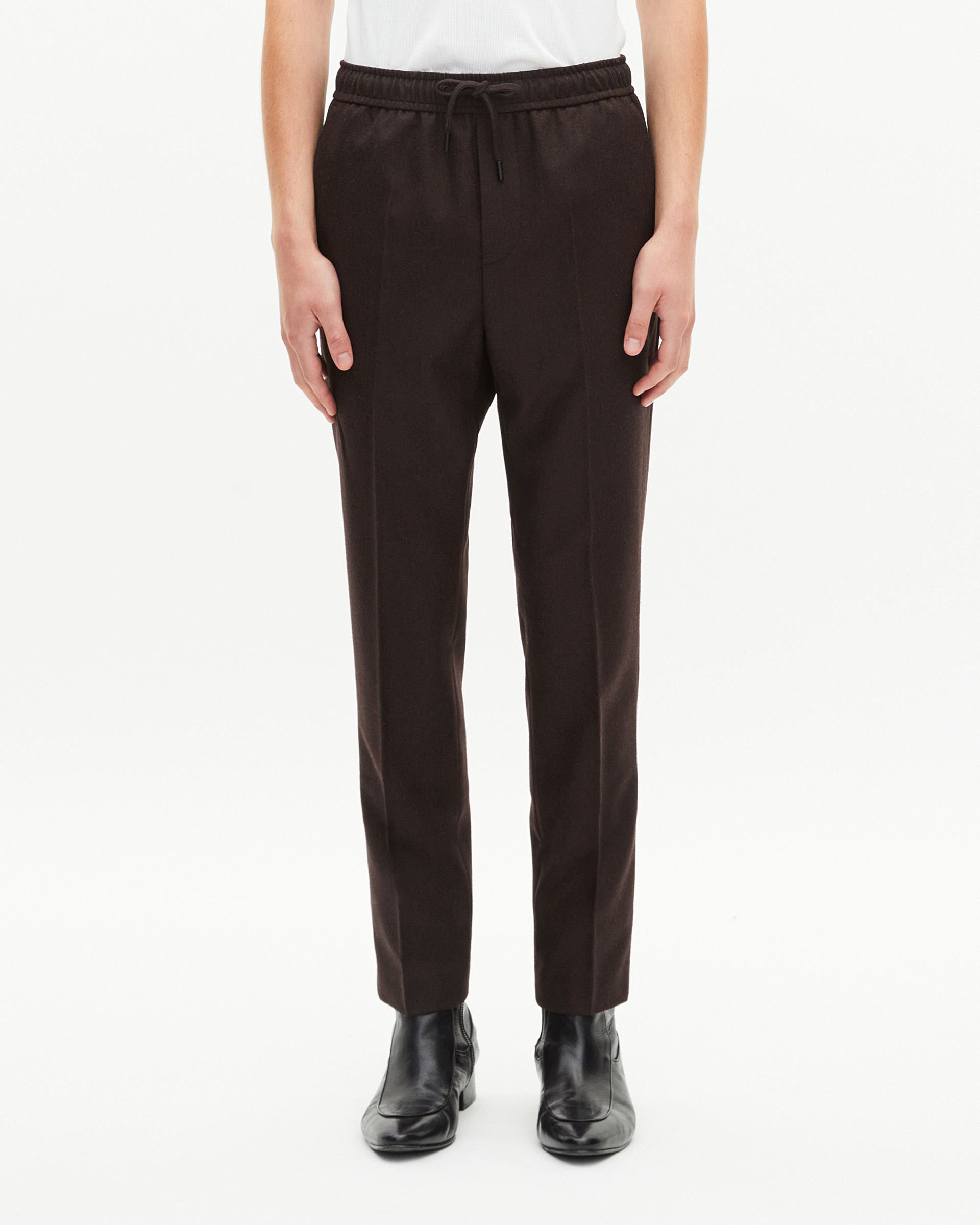 Brown wool straight pants