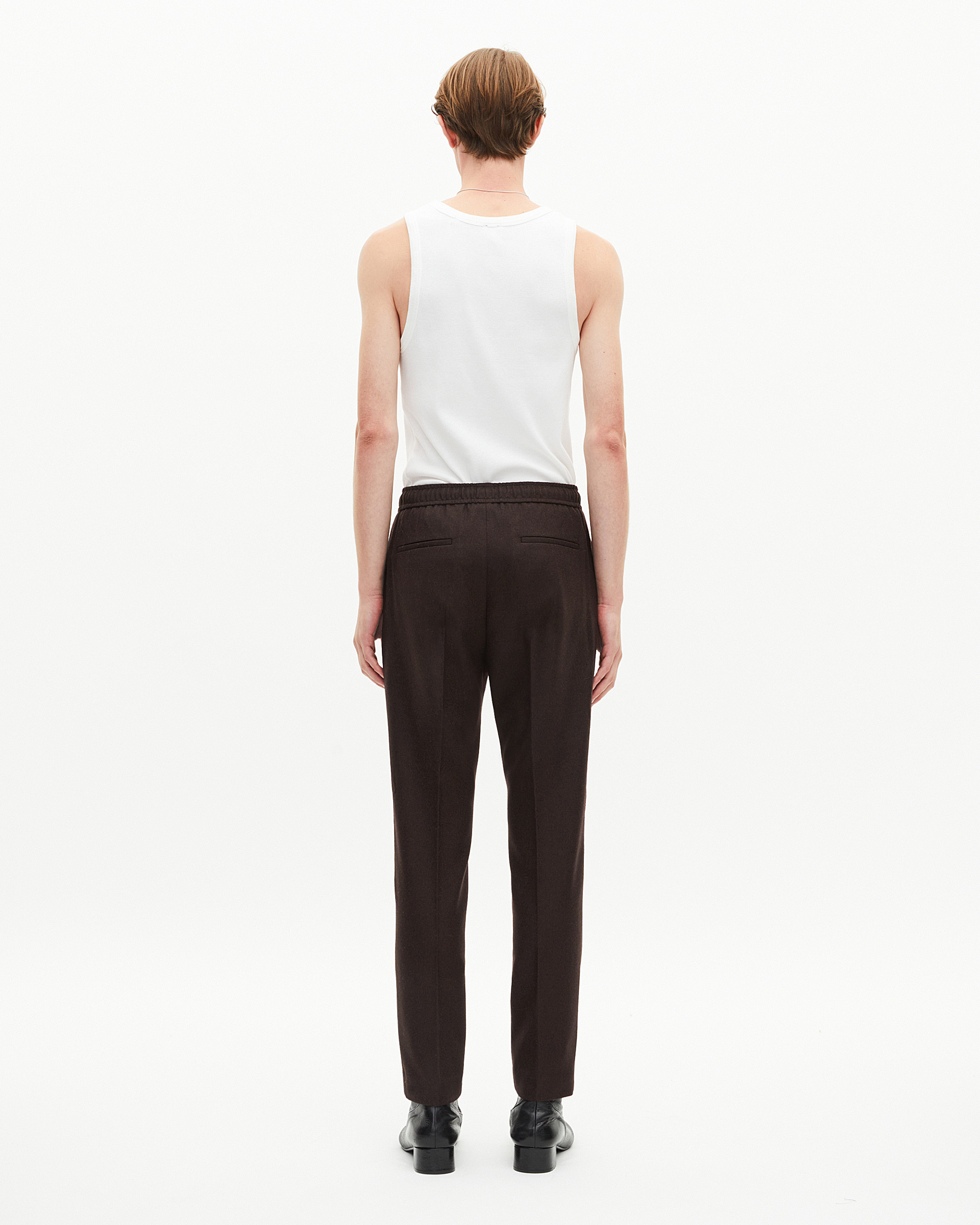 Brown wool straight pants