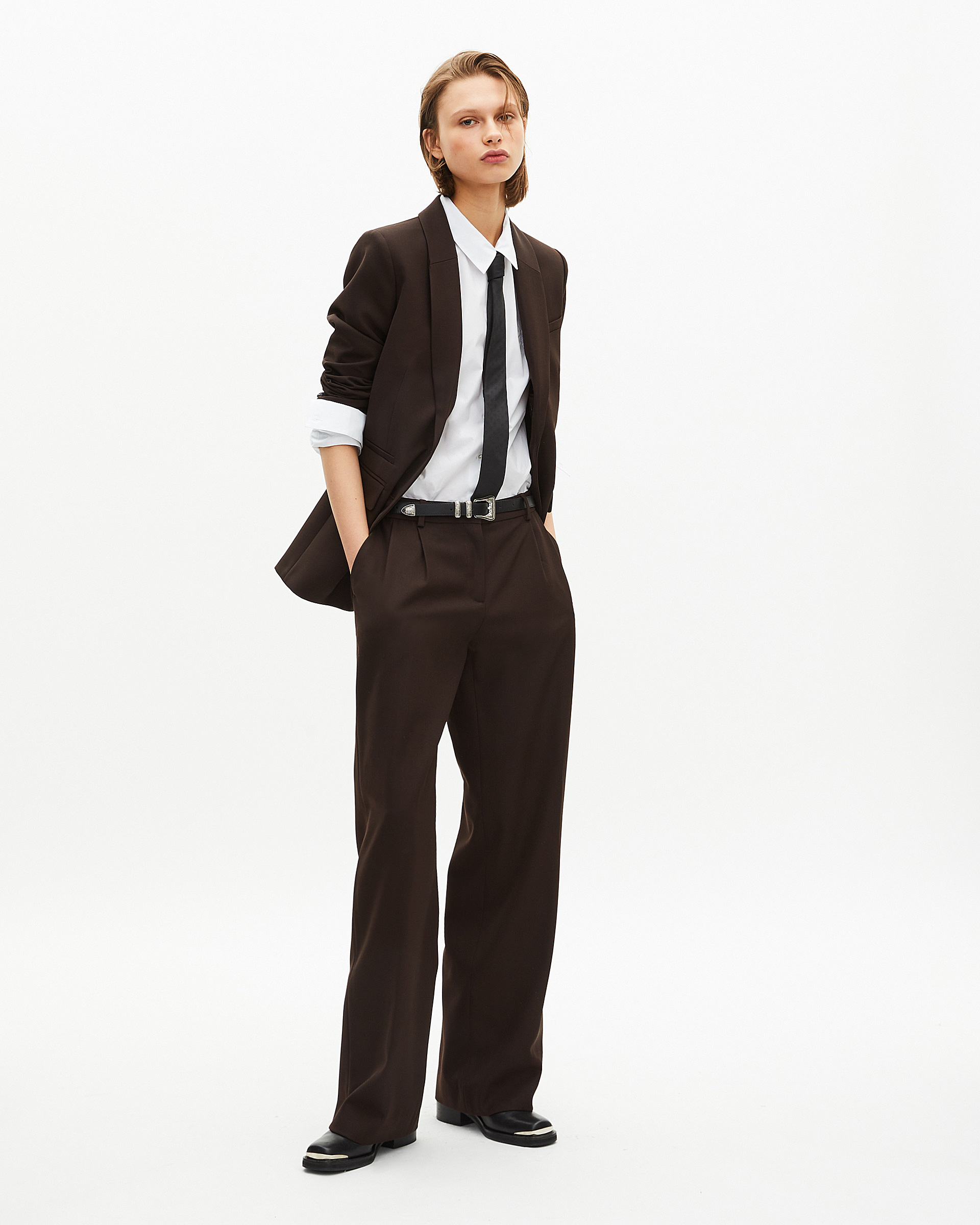 Brown wool-blend suit jacket