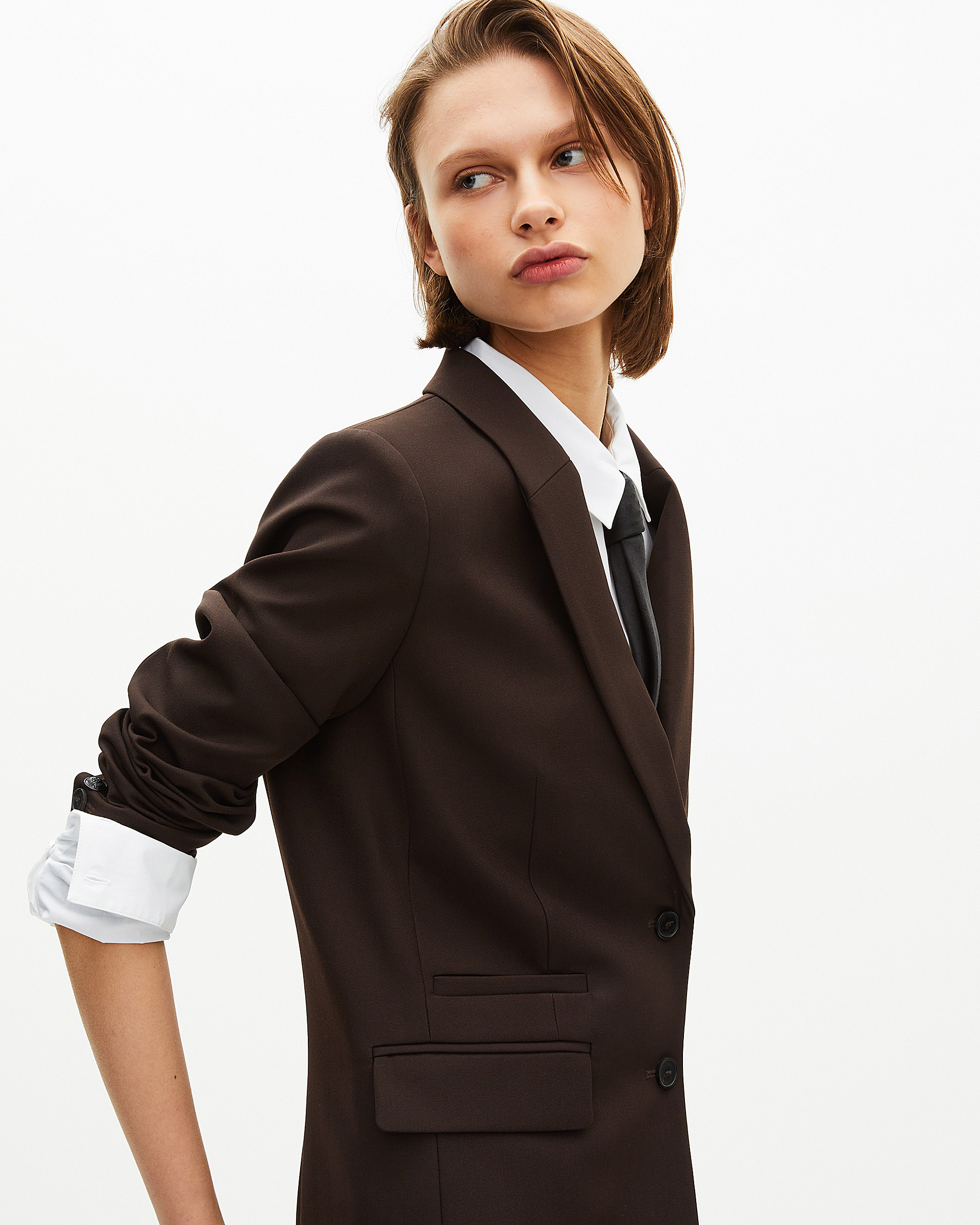 Brown wool-blend suit jacket