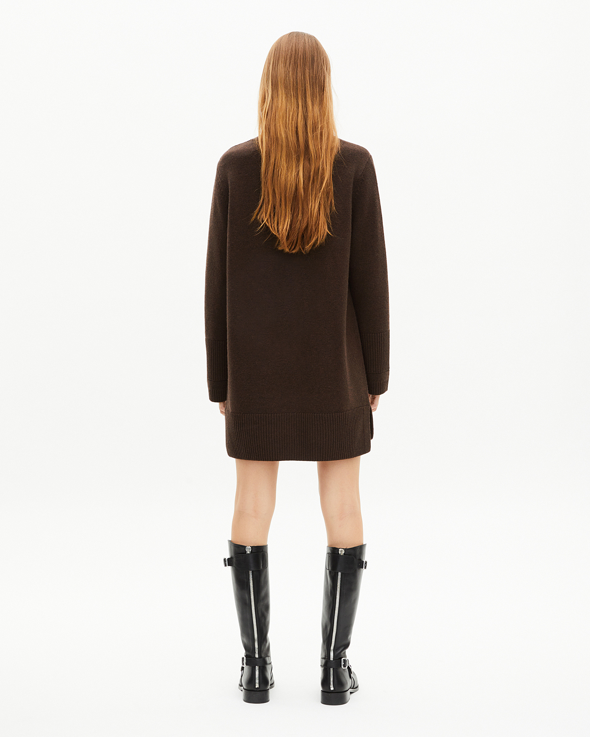 Short dress in brown wool