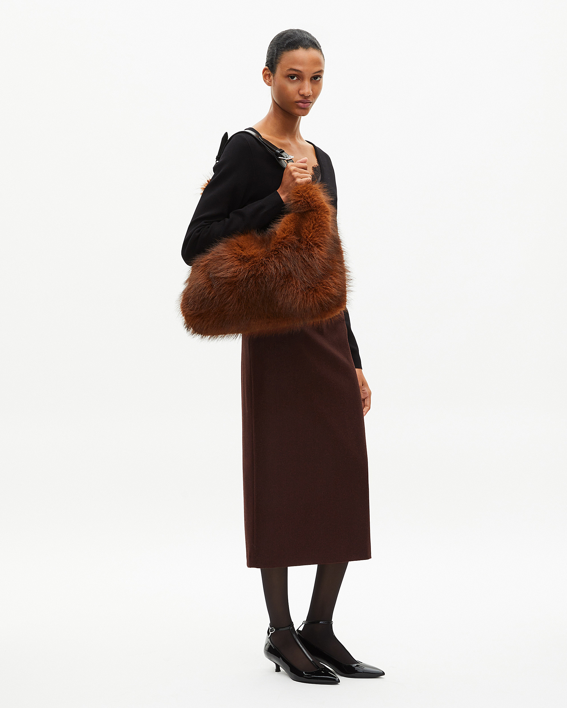 Long brown pencil skirt