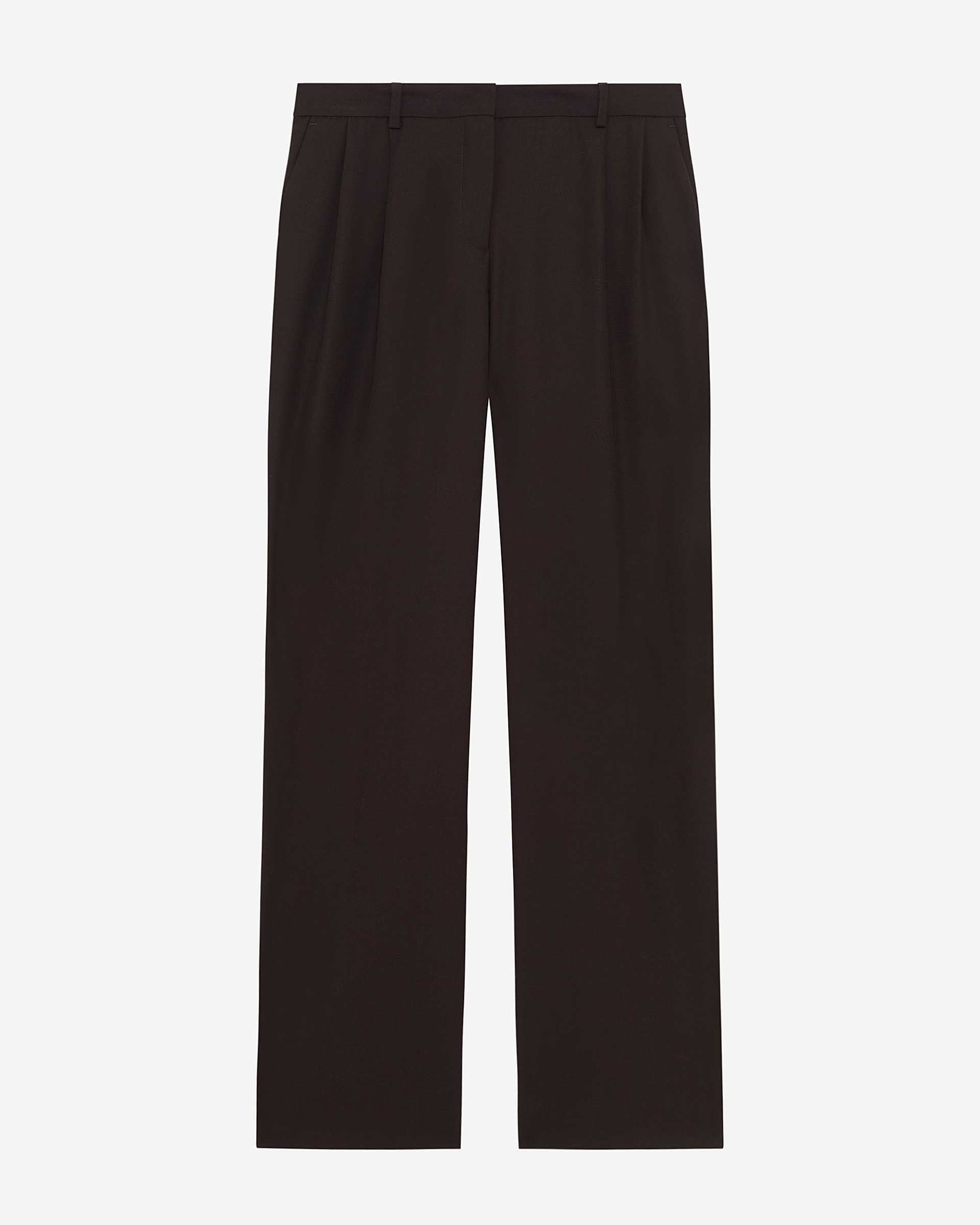 Brown wool blend wide-leg tailored pants
