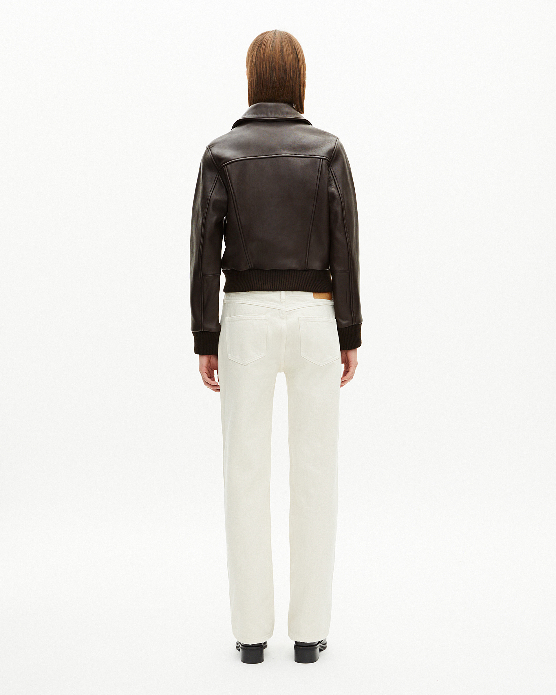 Short brown leather jacket
