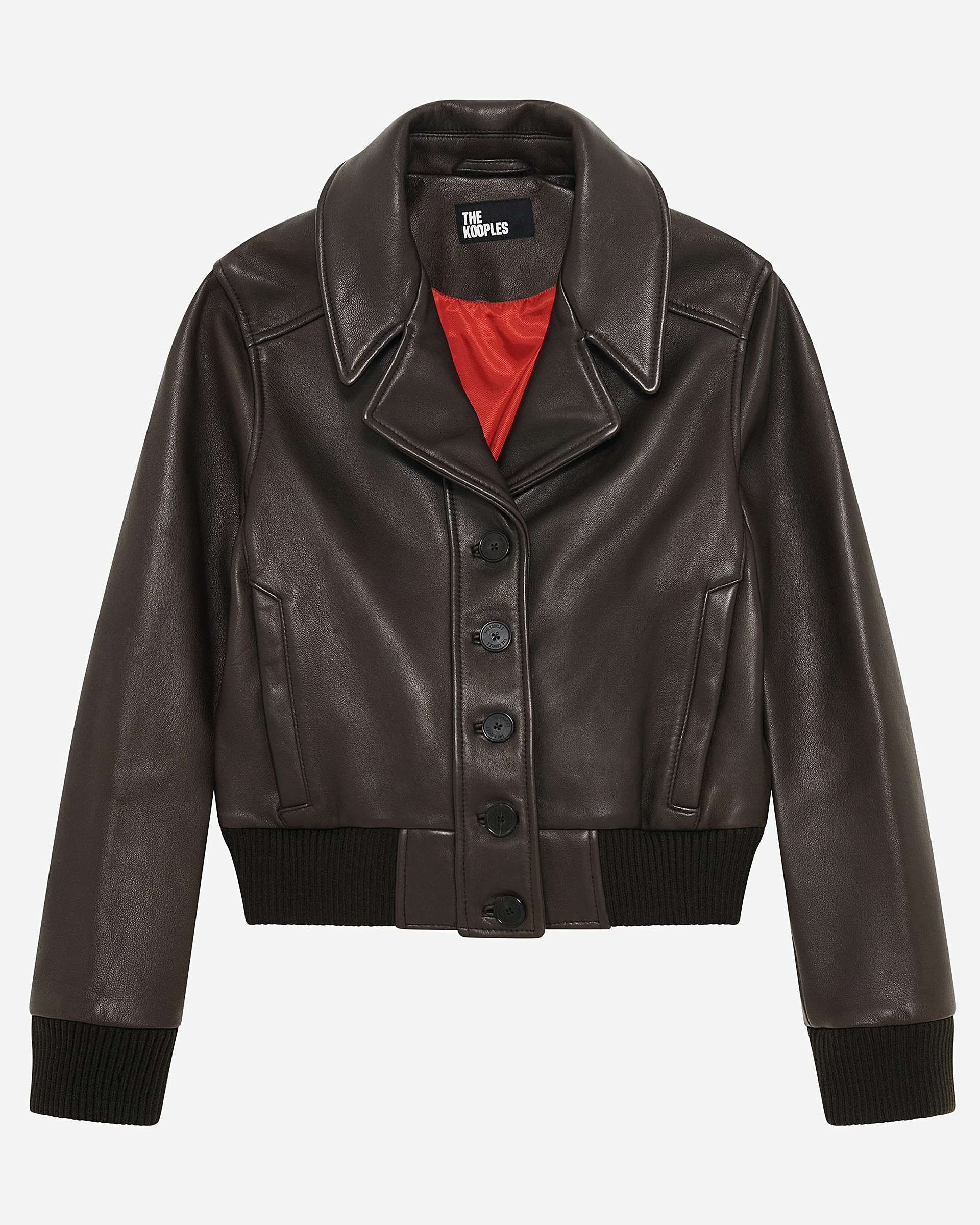 Short brown leather jacket