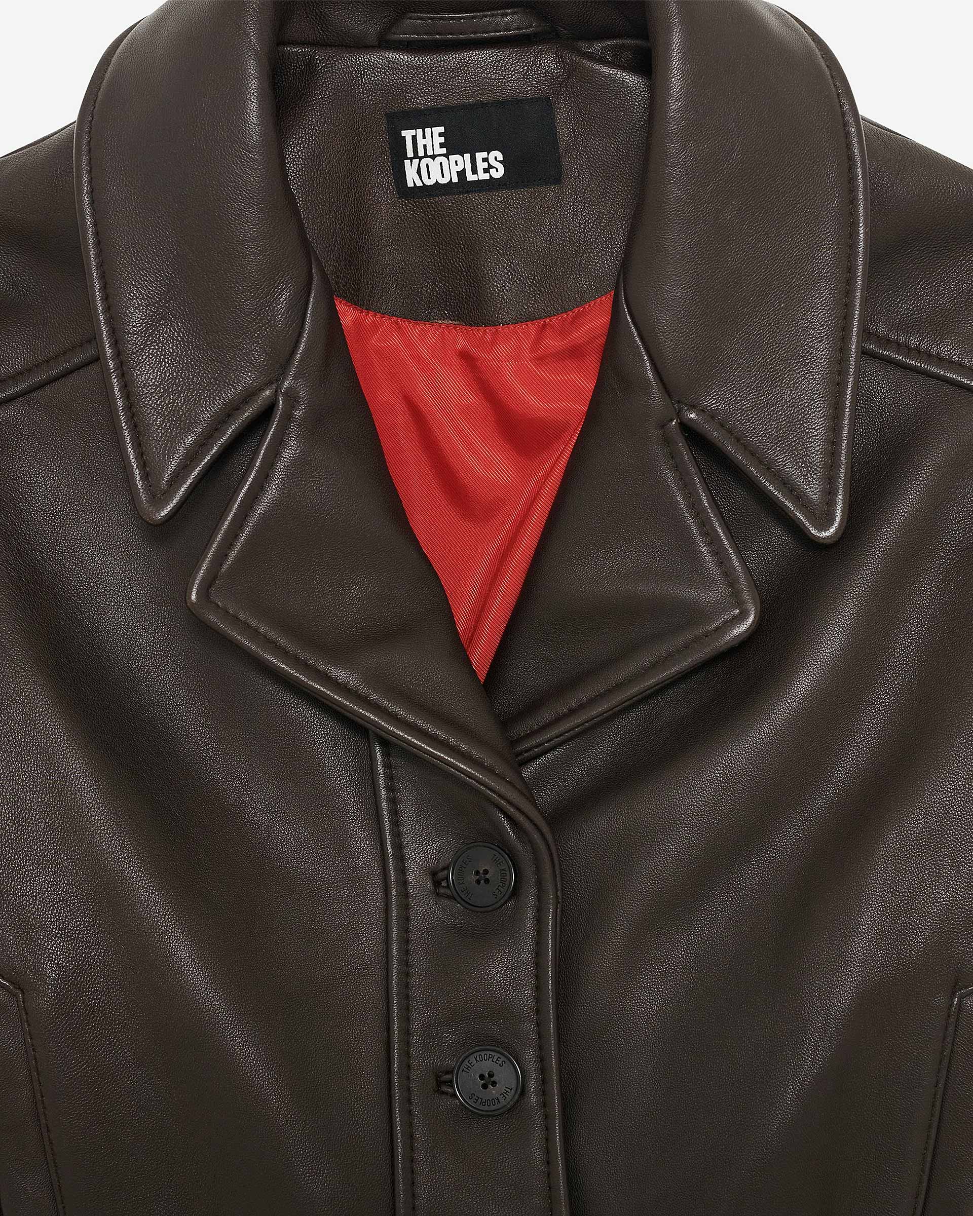 Short brown leather jacket