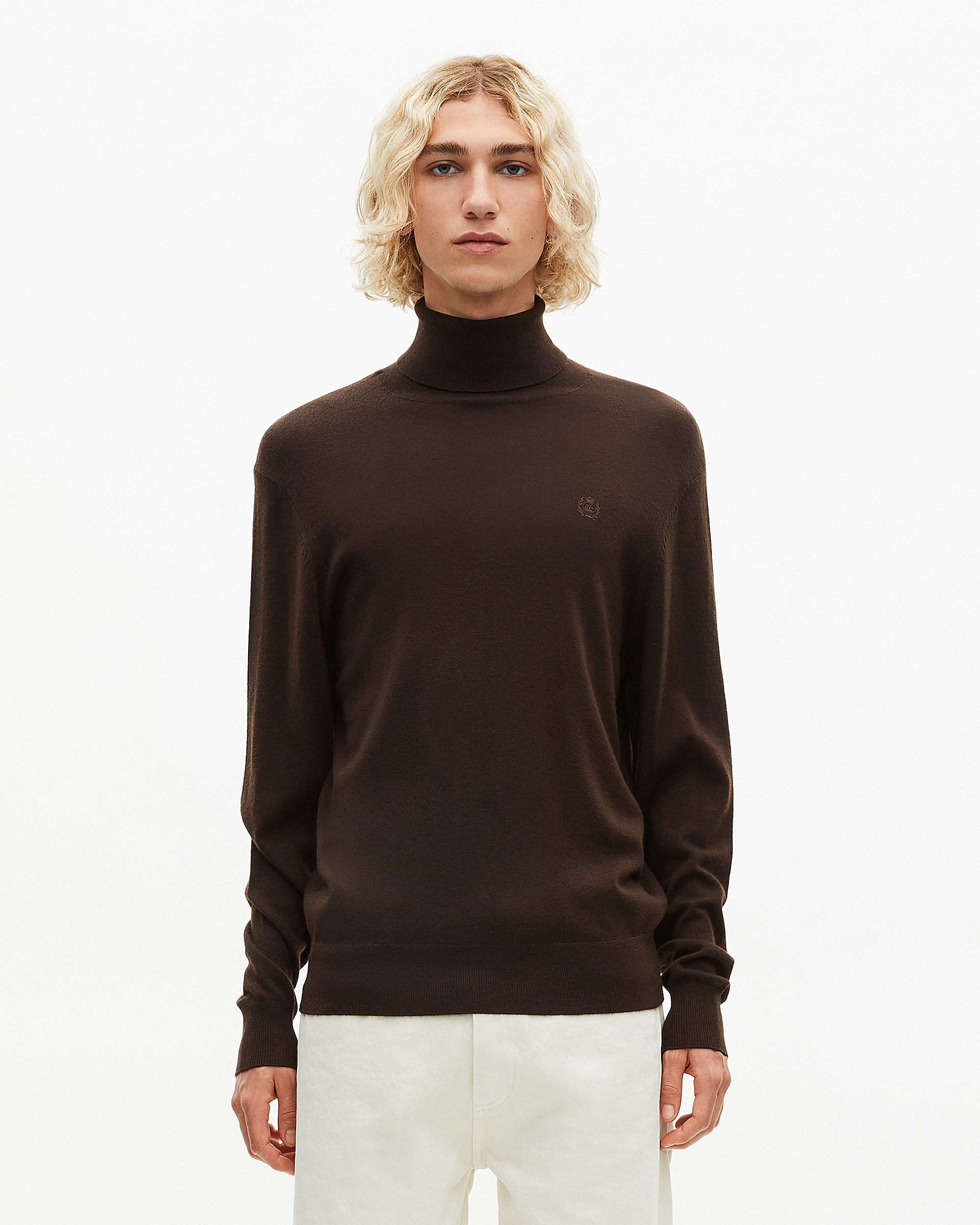 Brown merino wool turtleneck sweater