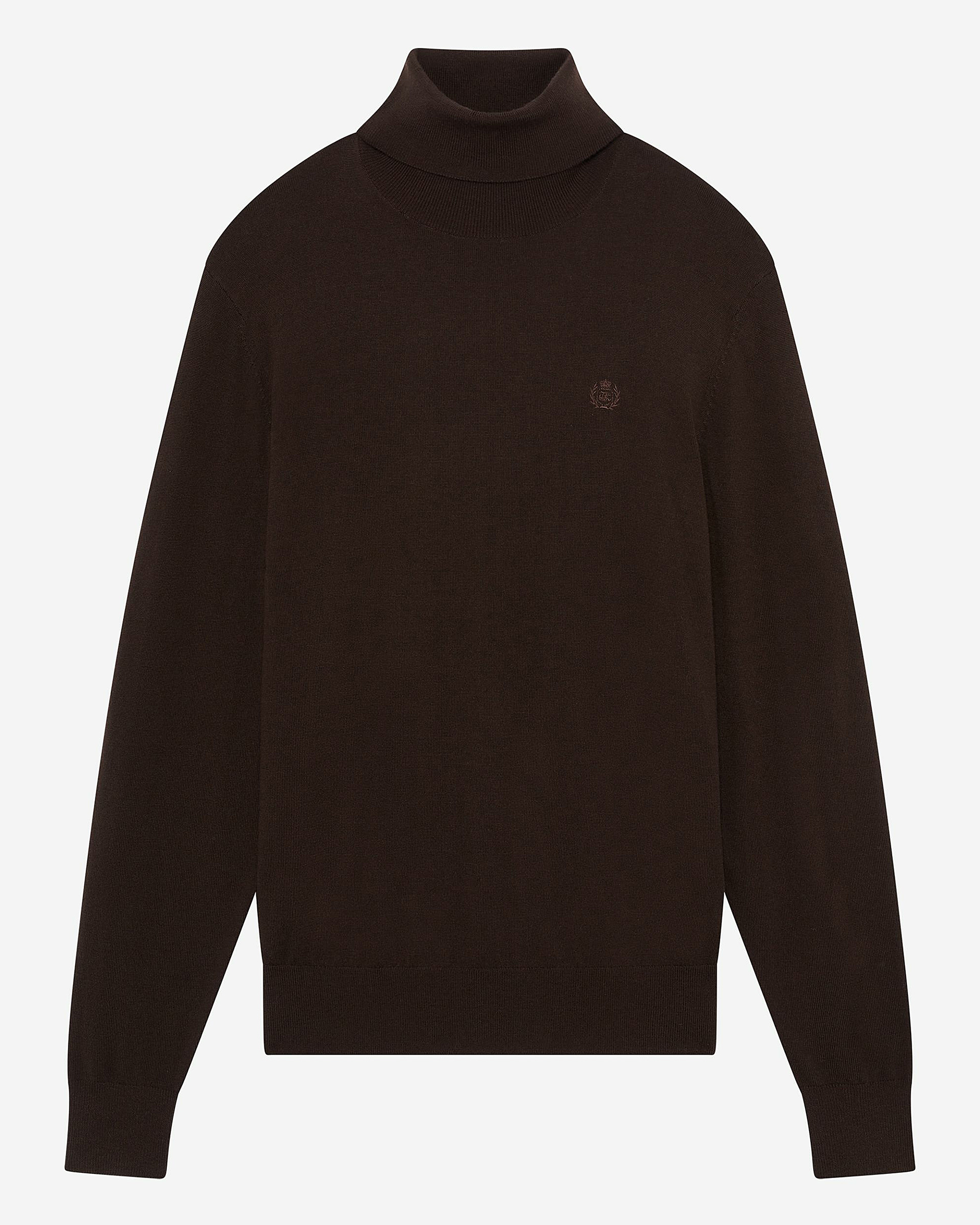 Brown merino wool turtleneck sweater