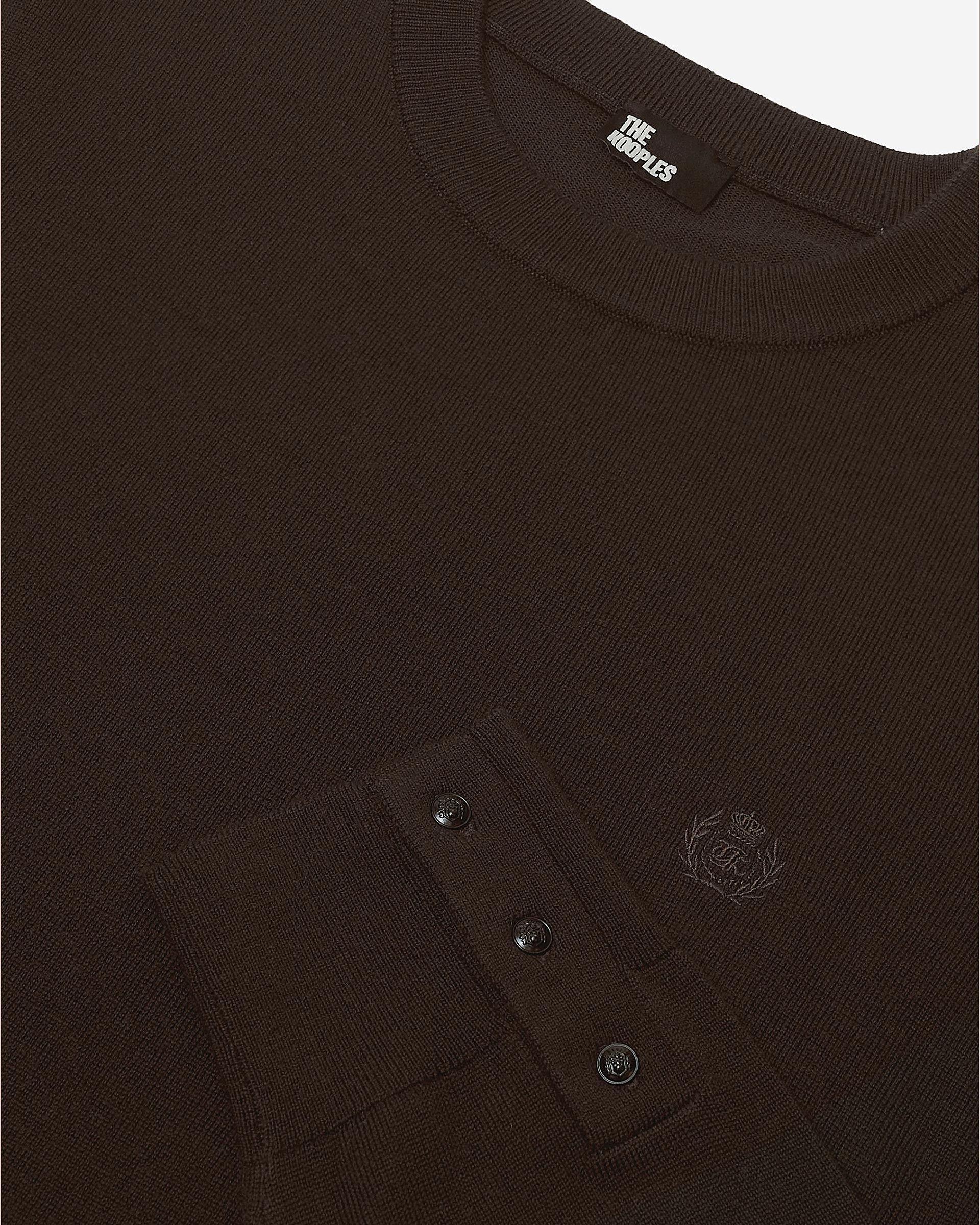 Brown merino wool round-neck sweater