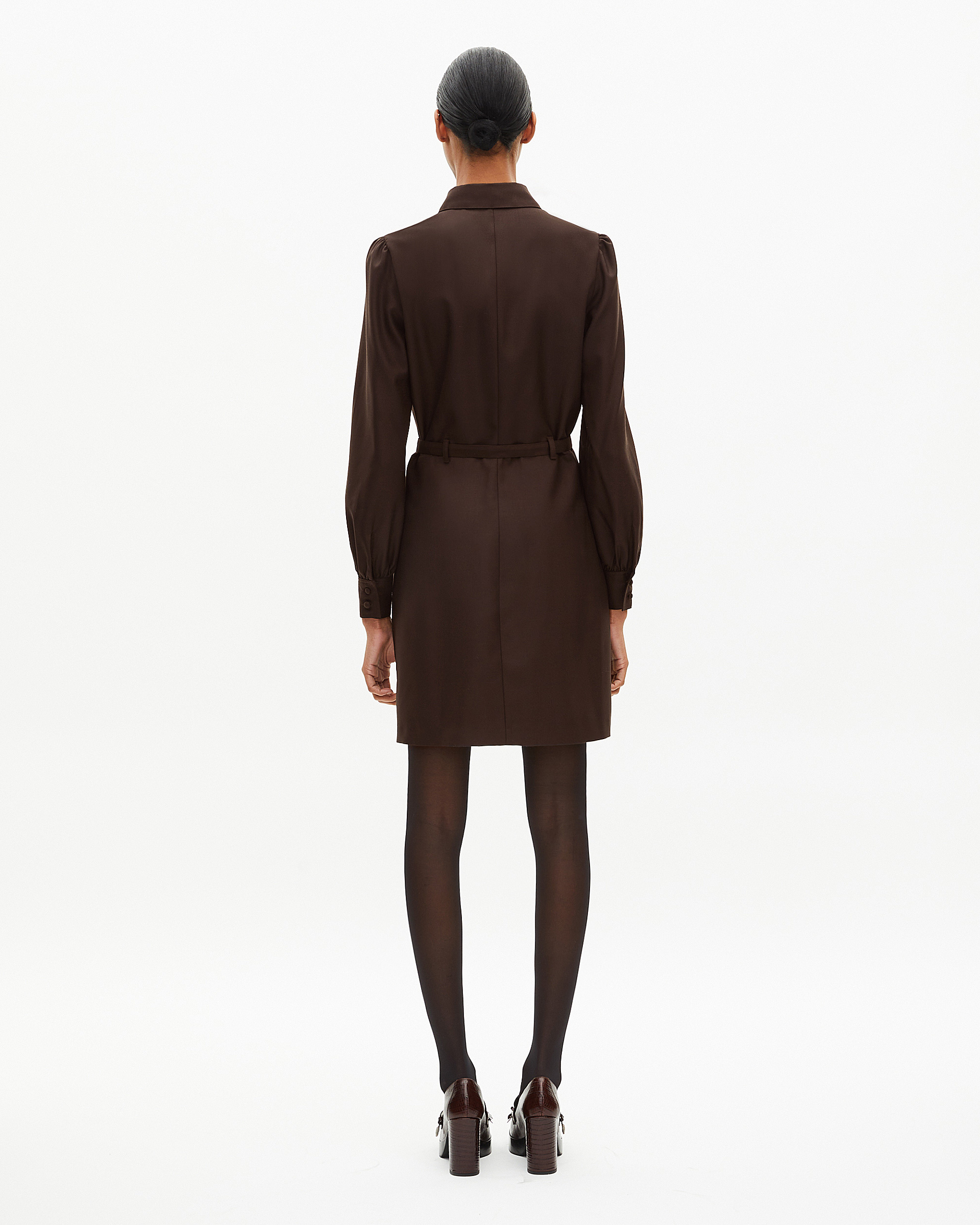 Short dress in brown wool