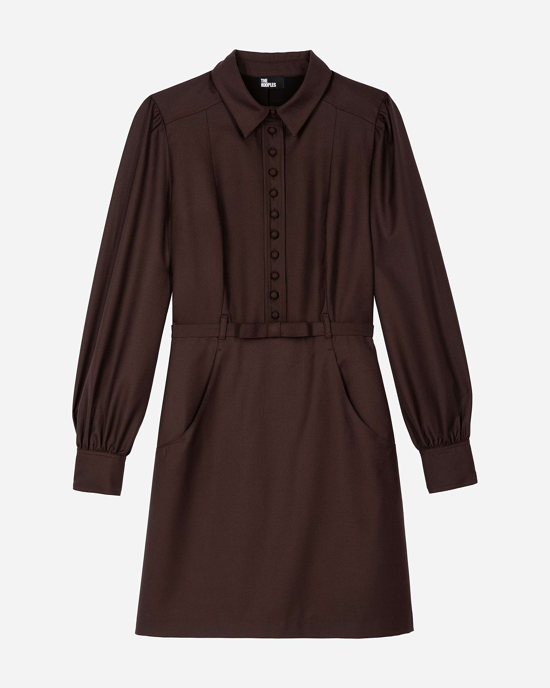 Short dress in brown wool