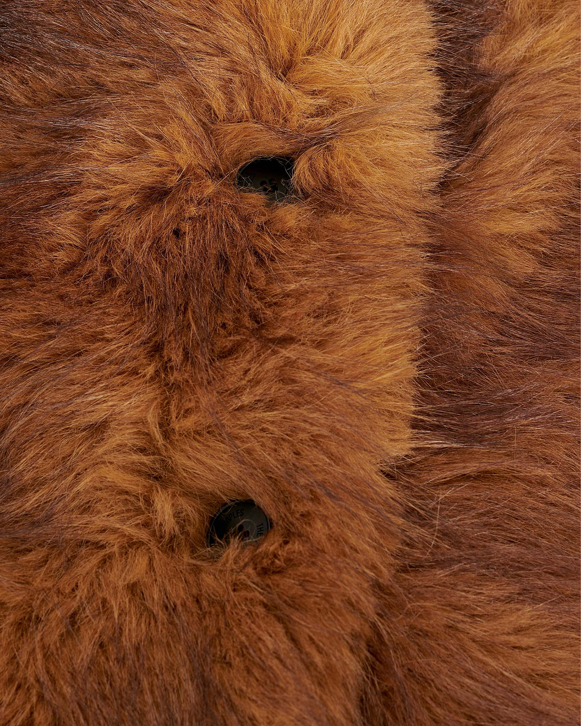 Long brown fur-effect coat
