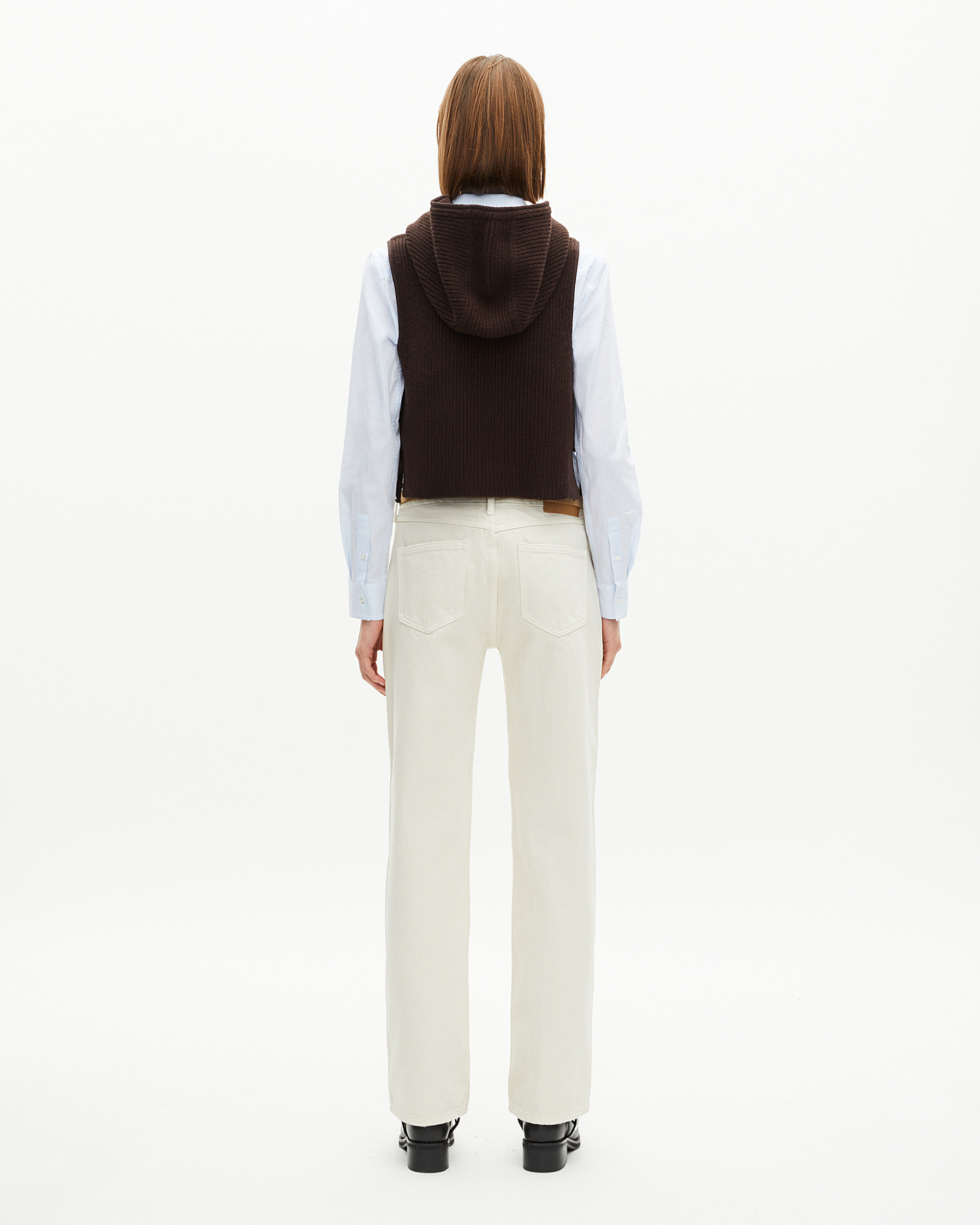 Brown wool and cotton sleeveless sweater