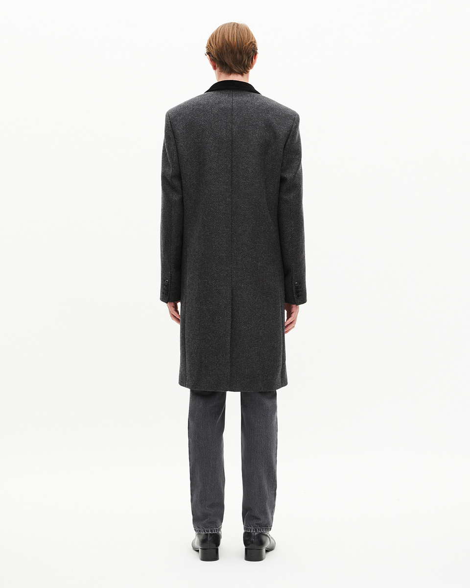 Long coat in anthracite grey wool