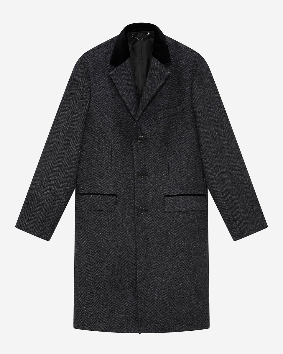 Long coat in anthracite grey wool