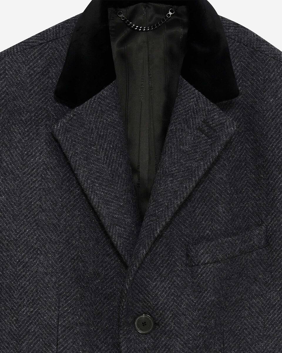 Long coat in anthracite grey wool