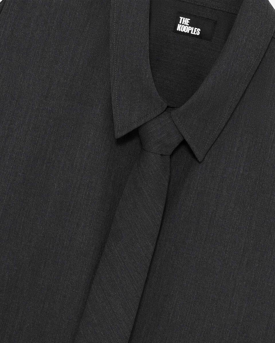 Dark gray wool blend shirt with tie