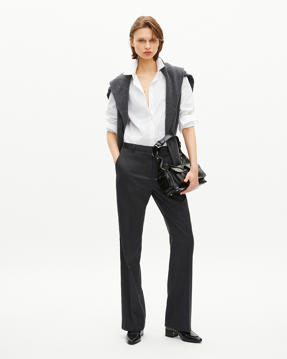 Dark gray wool straight pants