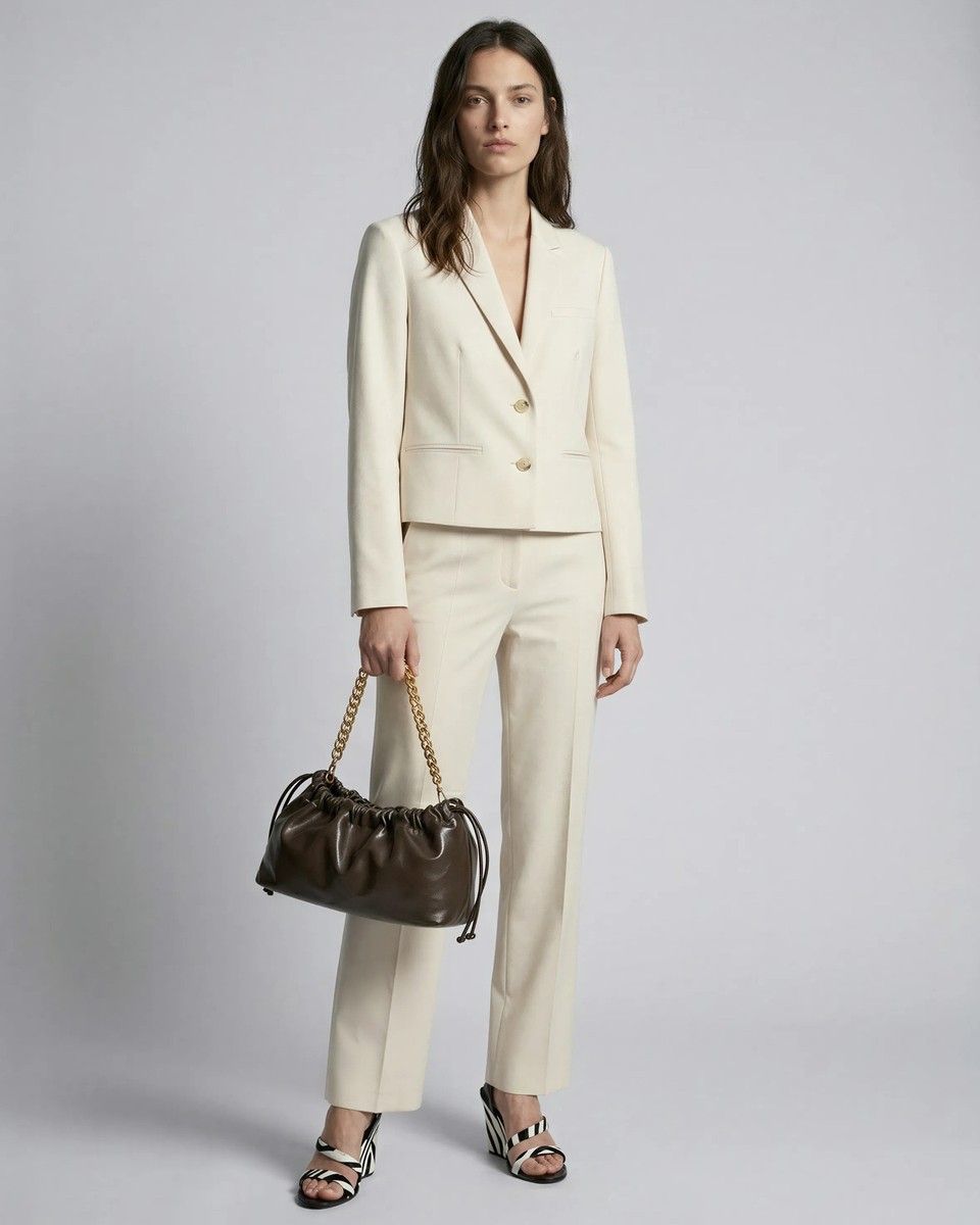 Short suit jacket in beige linen and cotton
