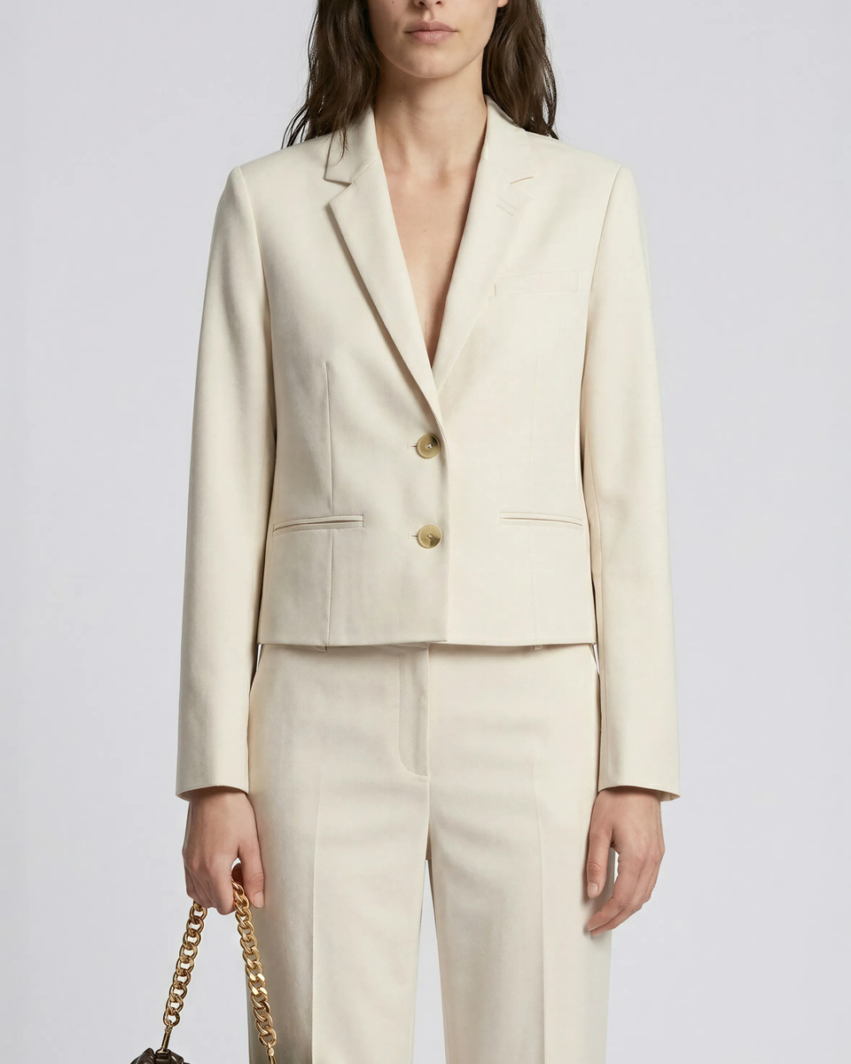 Short suit jacket in beige linen and cotton