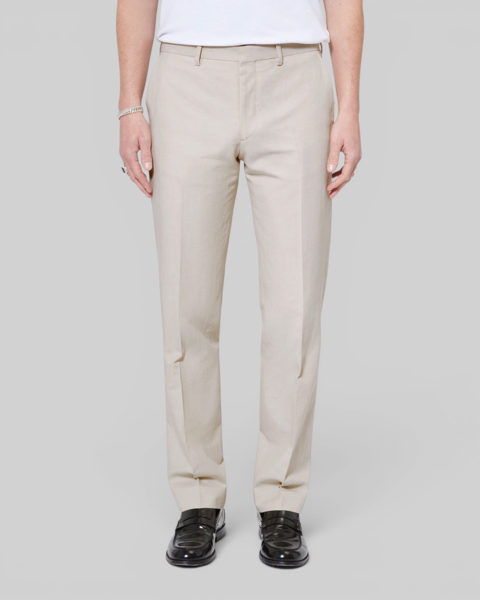 Beige cotton linen suit pants