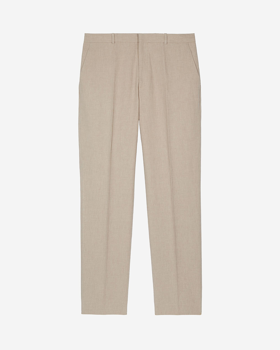 Beige cotton linen suit pants
