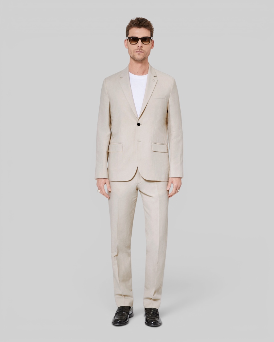 Beige cotton linen suit jacket