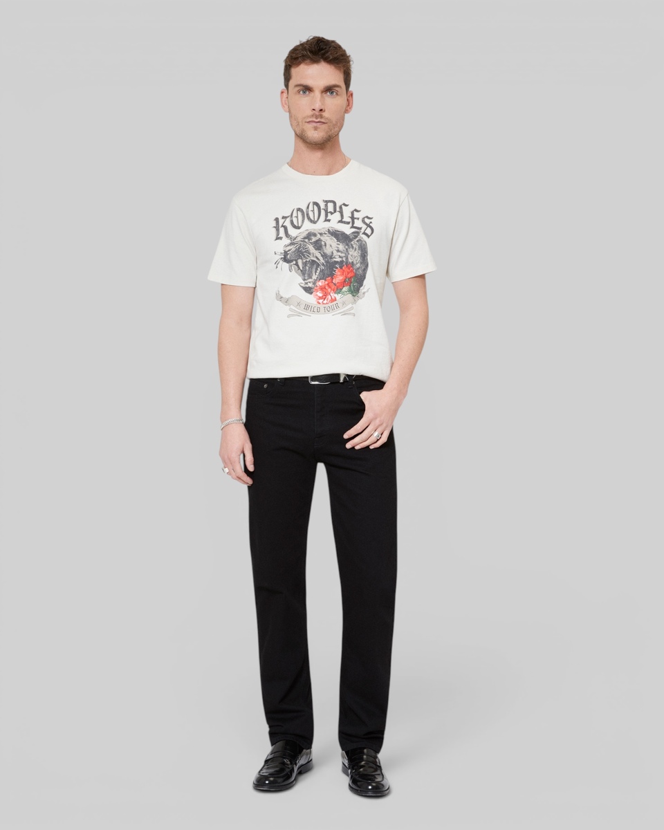 T-shirt with beige Panther screen print