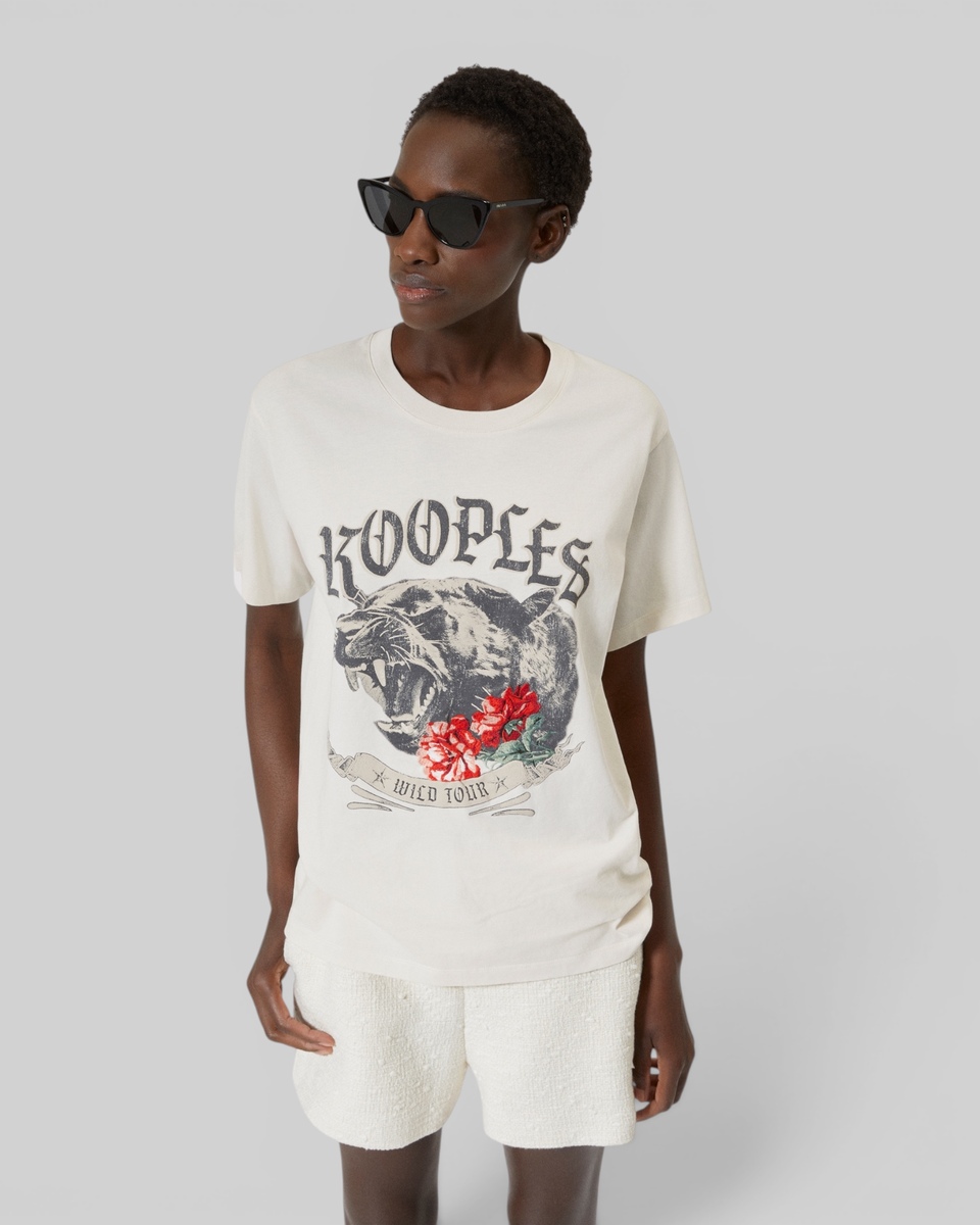 T-shirt with ecru screen print